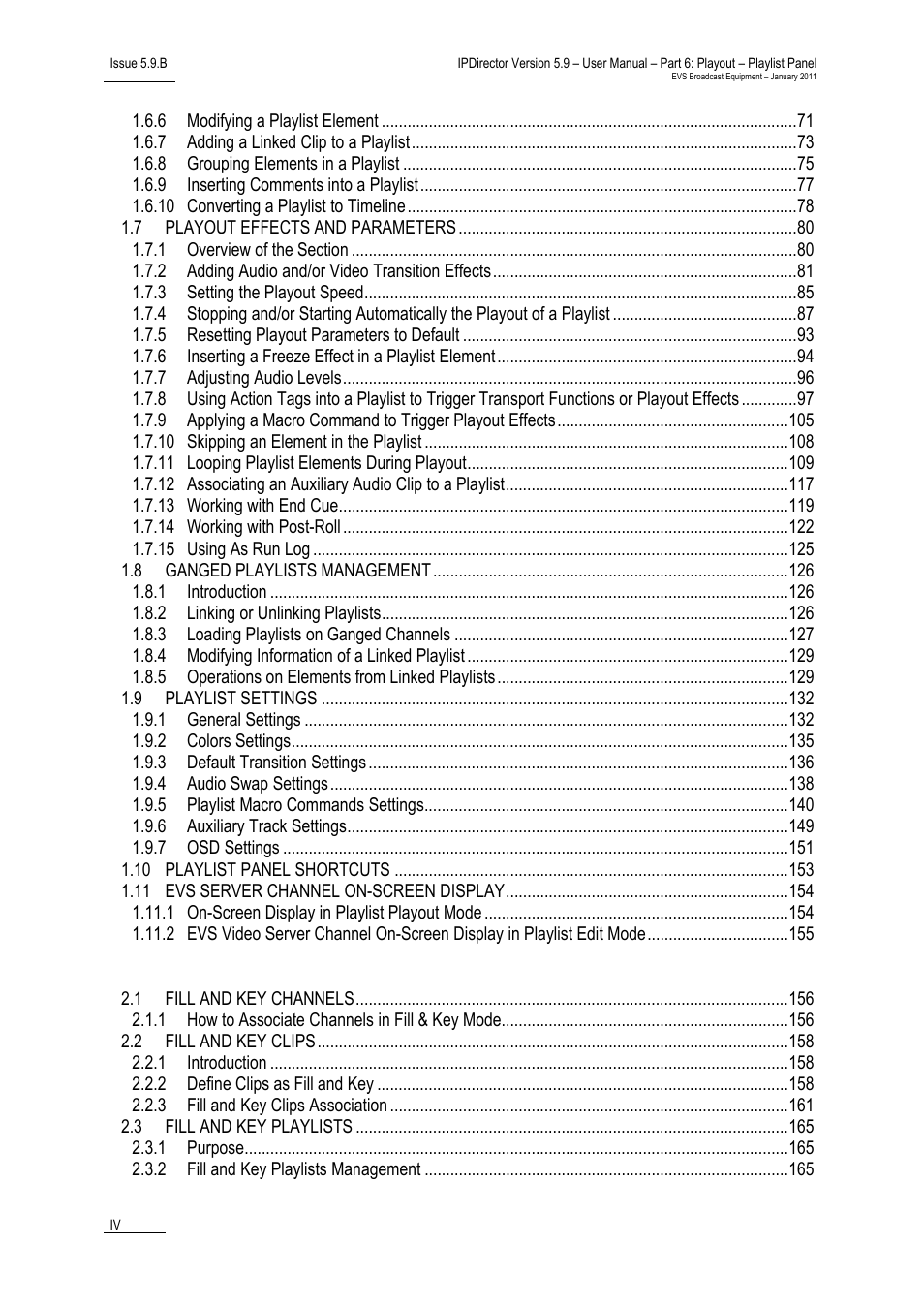 Fill and key | EVS IPDirector Version 5.9 - January 2011 Part 6 User’s Manual User Manual | Page 5 / 192
