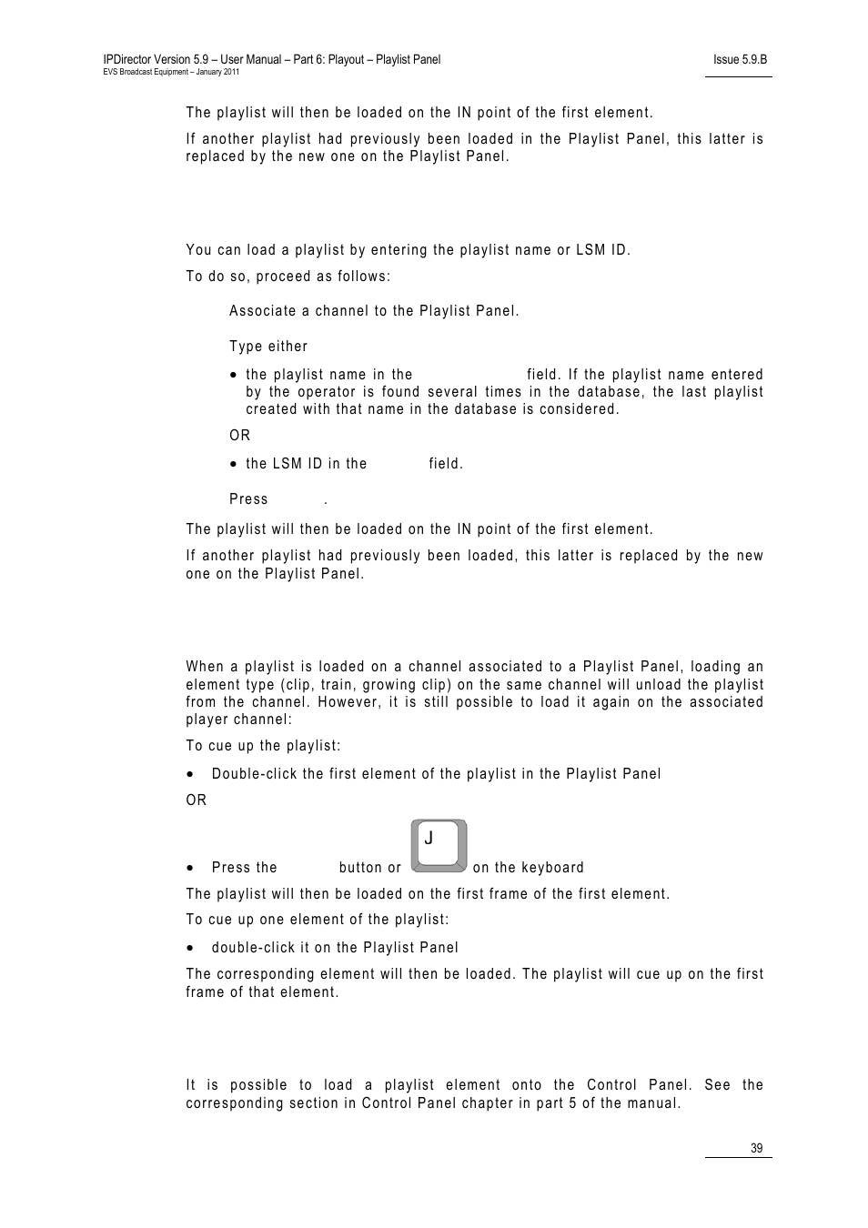 How to cue up a playlist to the player channel, Loading a playlist element onto the control panel | EVS IPDirector Version 5.9 - January 2011 Part 6 User’s Manual User Manual | Page 50 / 192