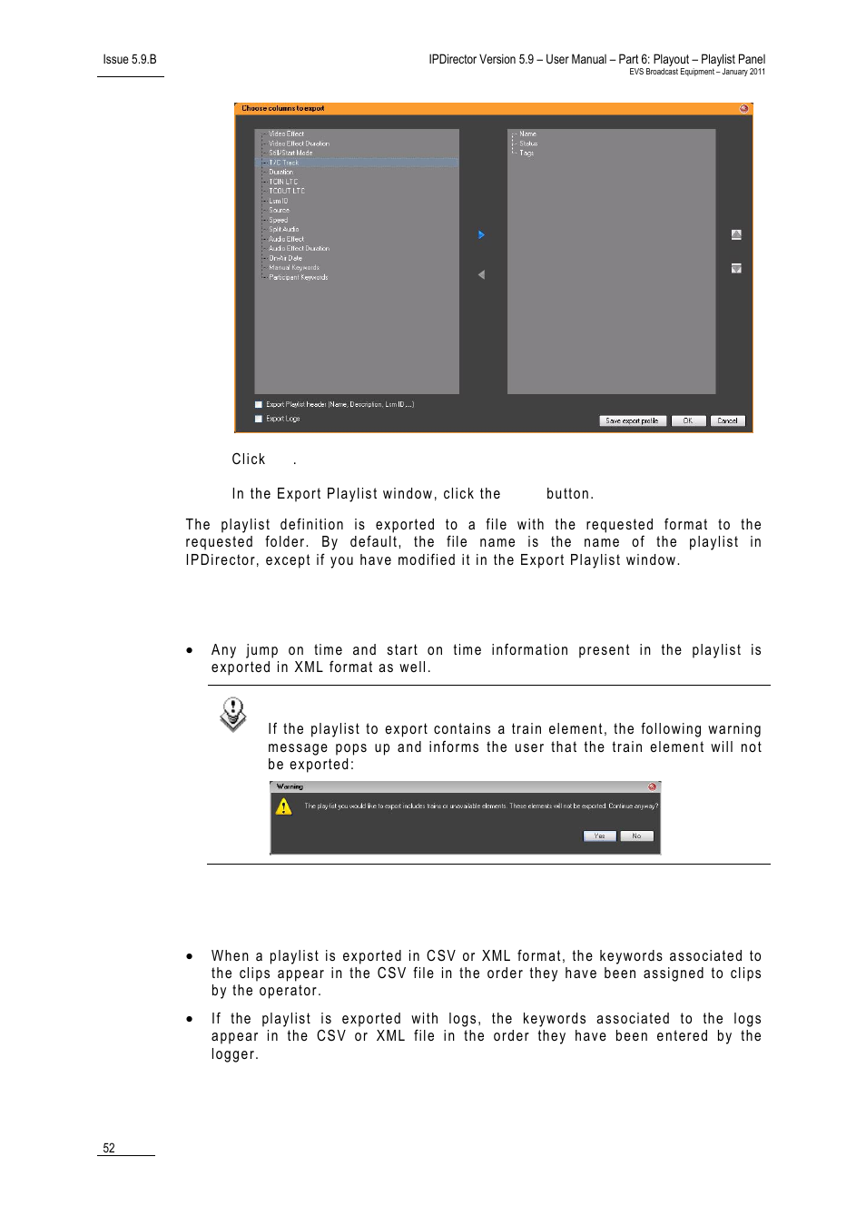 Jump on time and start on time information, Associated keywords | EVS IPDirector Version 5.9 - January 2011 Part 6 User’s Manual User Manual | Page 63 / 192