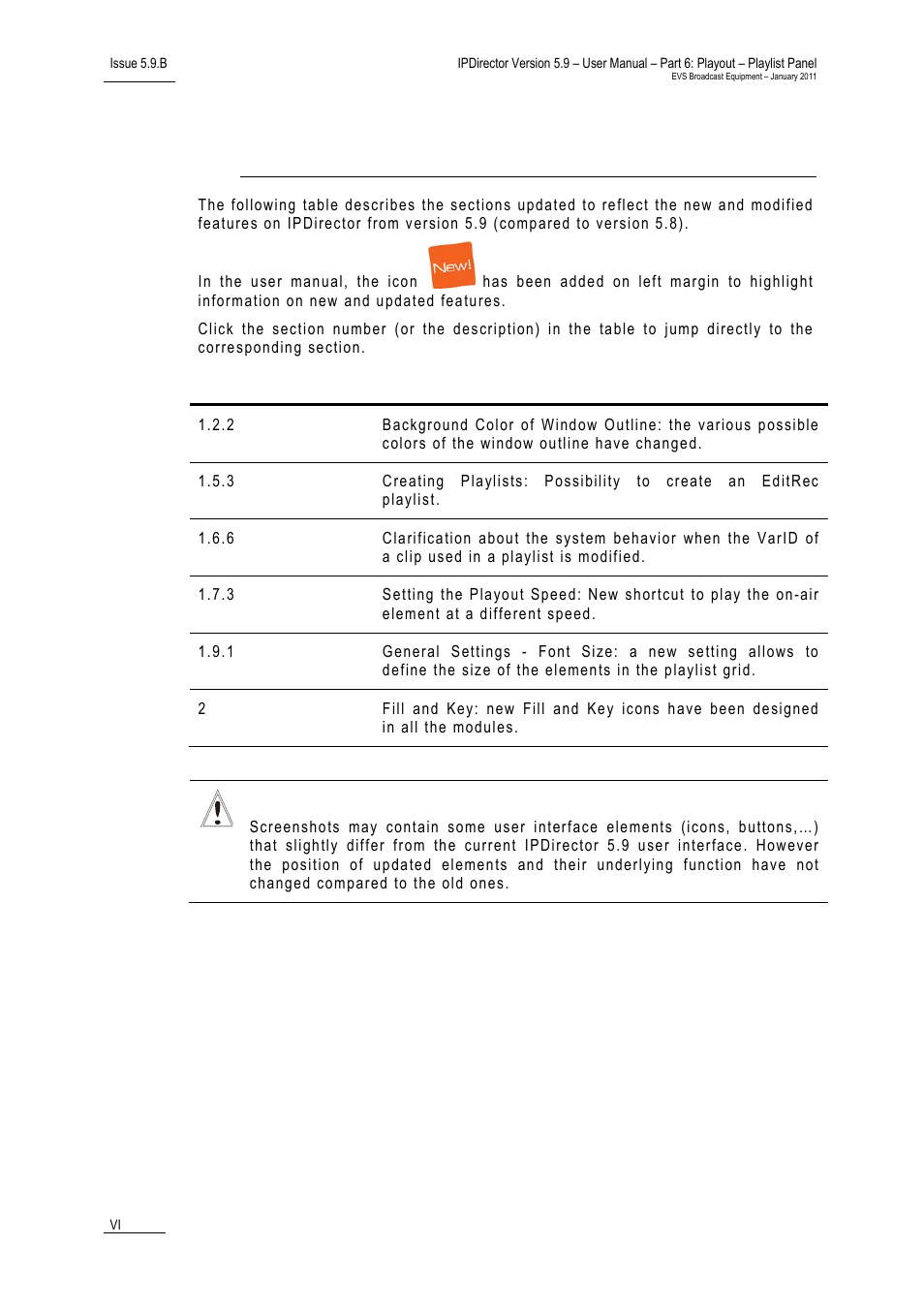 What’s new | EVS IPDirector Version 5.9 - January 2011 Part 6 User’s Manual User Manual | Page 7 / 192