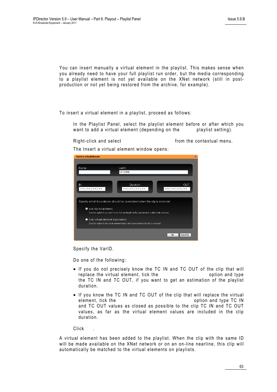 2 inserting virtual elements in a playlist, Introduction, How to insert a virtual element in a playlist | Inserting virtual elements in a playlist, Nserting, Irtual, Lements in a, Laylist | EVS IPDirector Version 5.9 - January 2011 Part 6 User’s Manual User Manual | Page 74 / 192