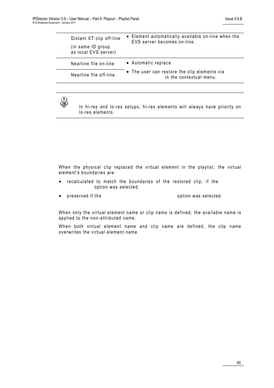 Element boundaries | EVS IPDirector Version 5.9 - January 2011 Part 6 User’s Manual User Manual | Page 76 / 192