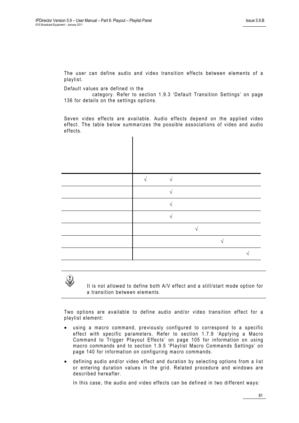 2 adding audio and/or video transition effects, Introduction, Adding audio and/or video transition effects | 2 ‘ adding audio and/or video transition effects, Dding, Udio and, Ideo, Ransition, Ffects | EVS IPDirector Version 5.9 - January 2011 Part 6 User’s Manual User Manual | Page 92 / 192