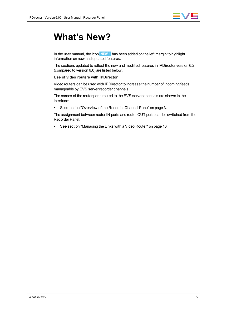 What's new | EVS IPDirector Version 6.2 - June 2013 RECORDER PANEL User Manual User Manual | Page 7 / 24