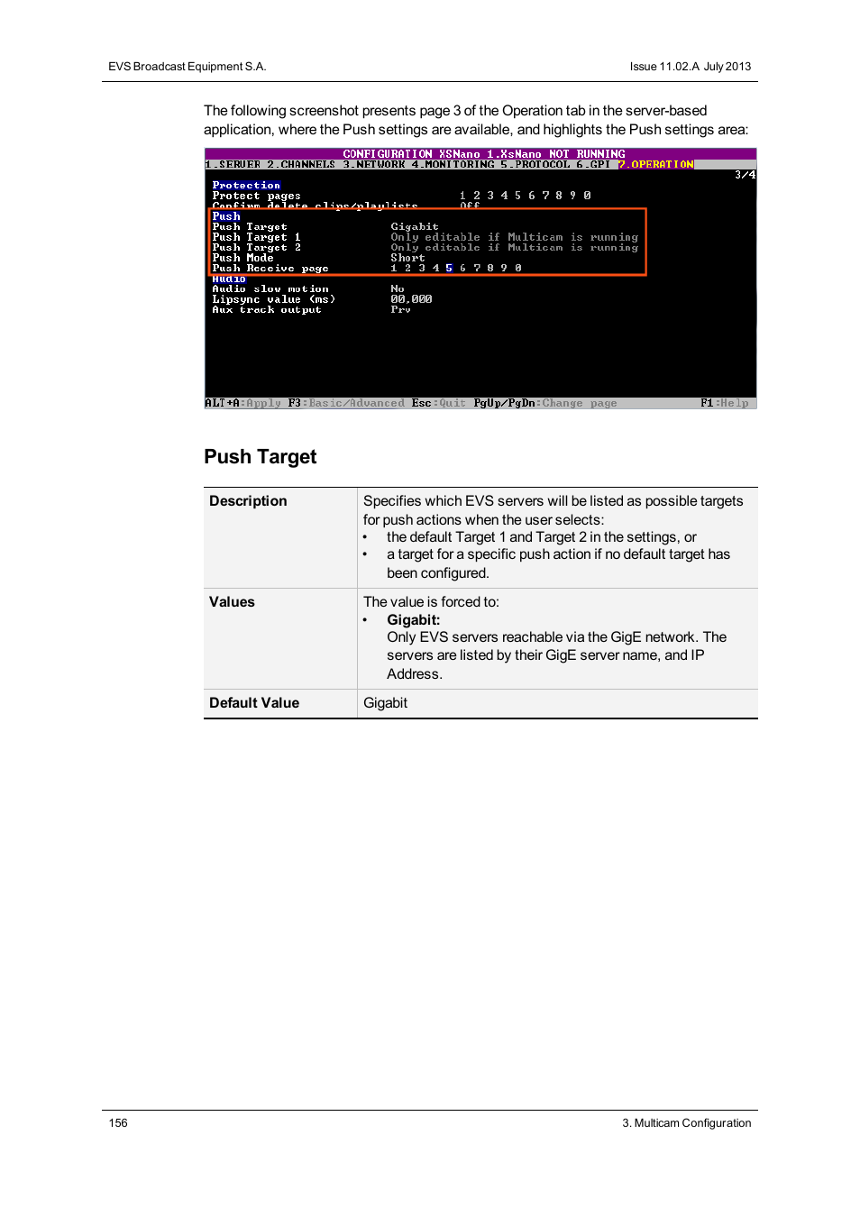 Push target | EVS XSnano Version 11.02 - July 2012 Configuration Manual User Manual | Page 164 / 174