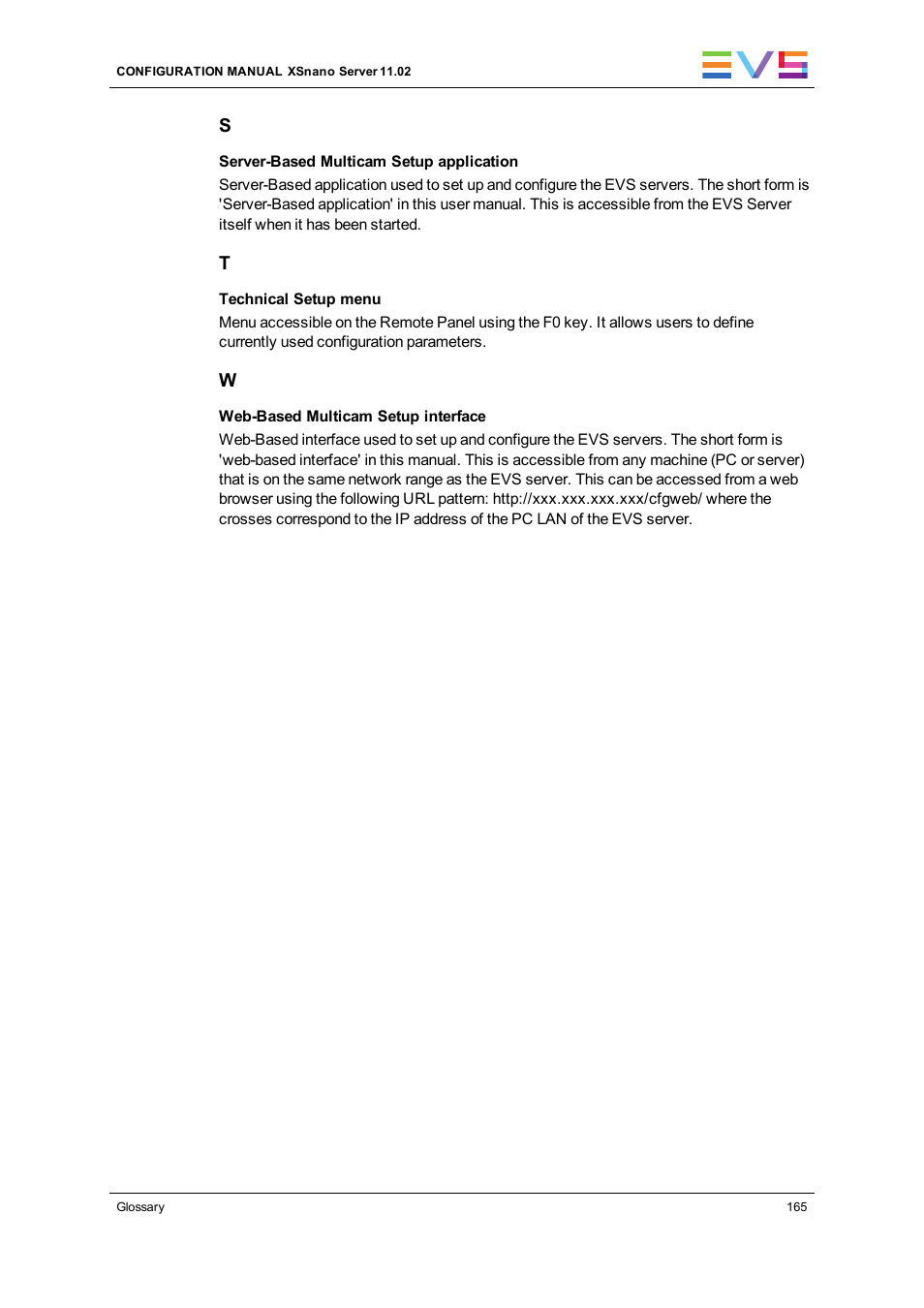 EVS XSnano Version 11.02 - July 2012 Configuration Manual User Manual | Page 173 / 174