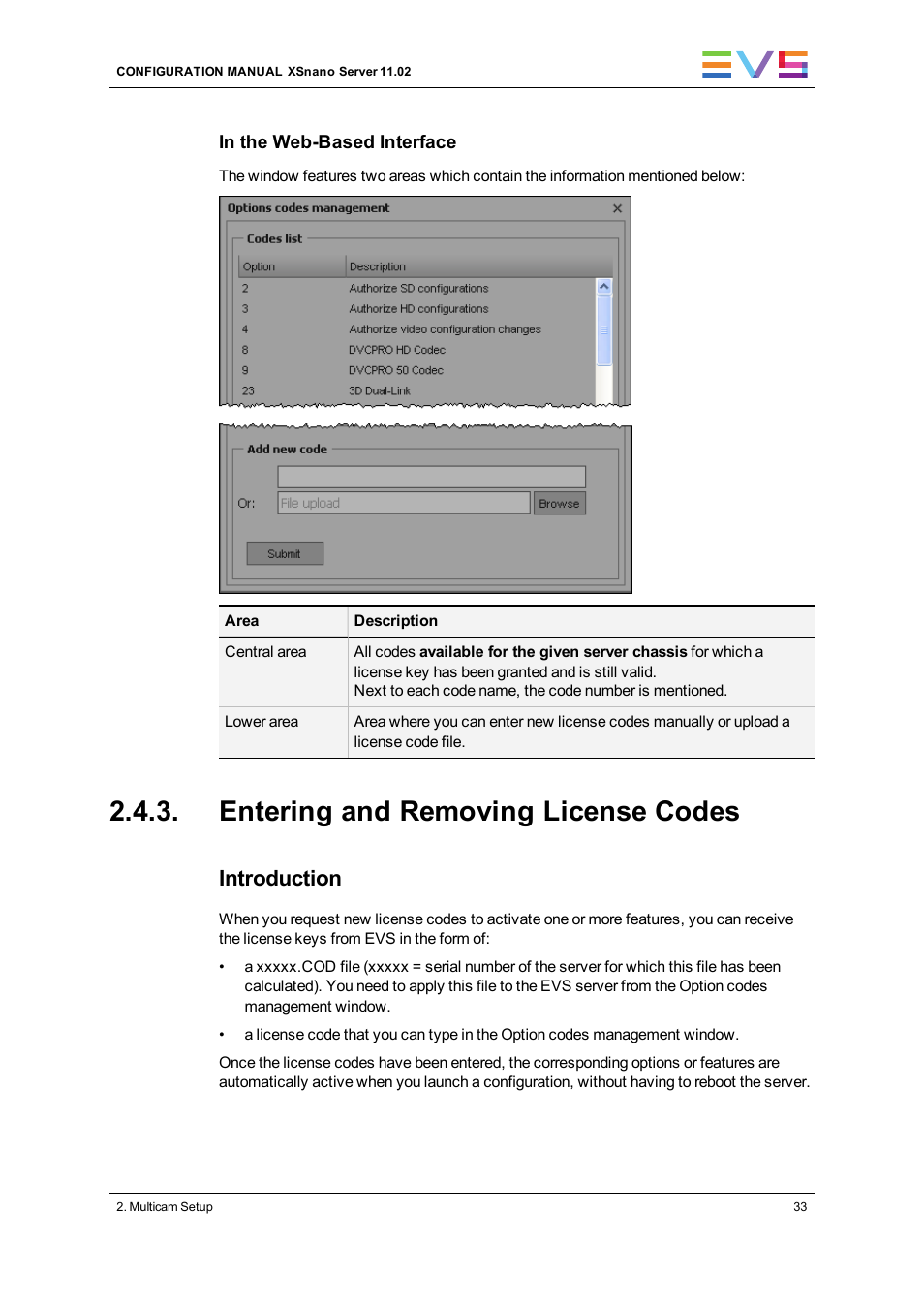 Entering and removing license codes, Introduction | EVS XSnano Version 11.02 - July 2012 Configuration Manual User Manual | Page 41 / 174