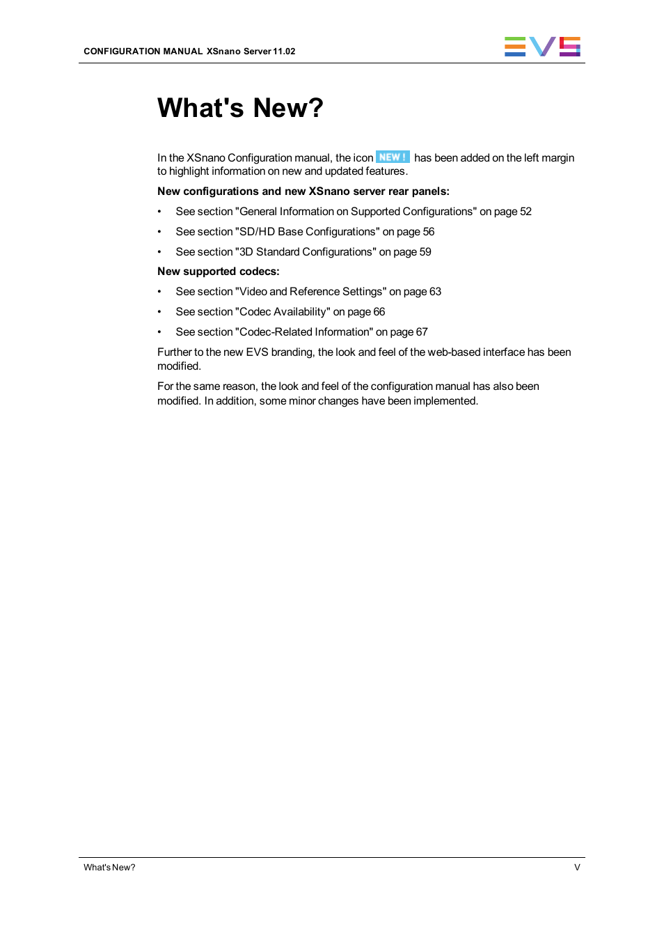 What's new | EVS XSnano Version 11.02 - July 2012 Configuration Manual User Manual | Page 7 / 174