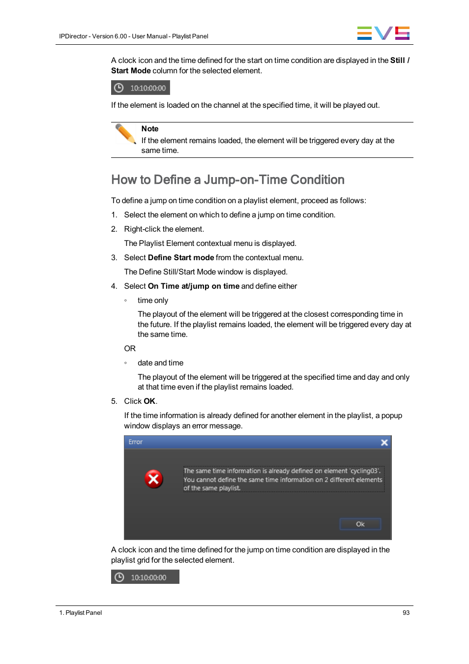 How to define a jump-on-time condition | EVS IPDirector Version 6.0 - November 2012 Part 6 User's Manual User Manual | Page 103 / 182