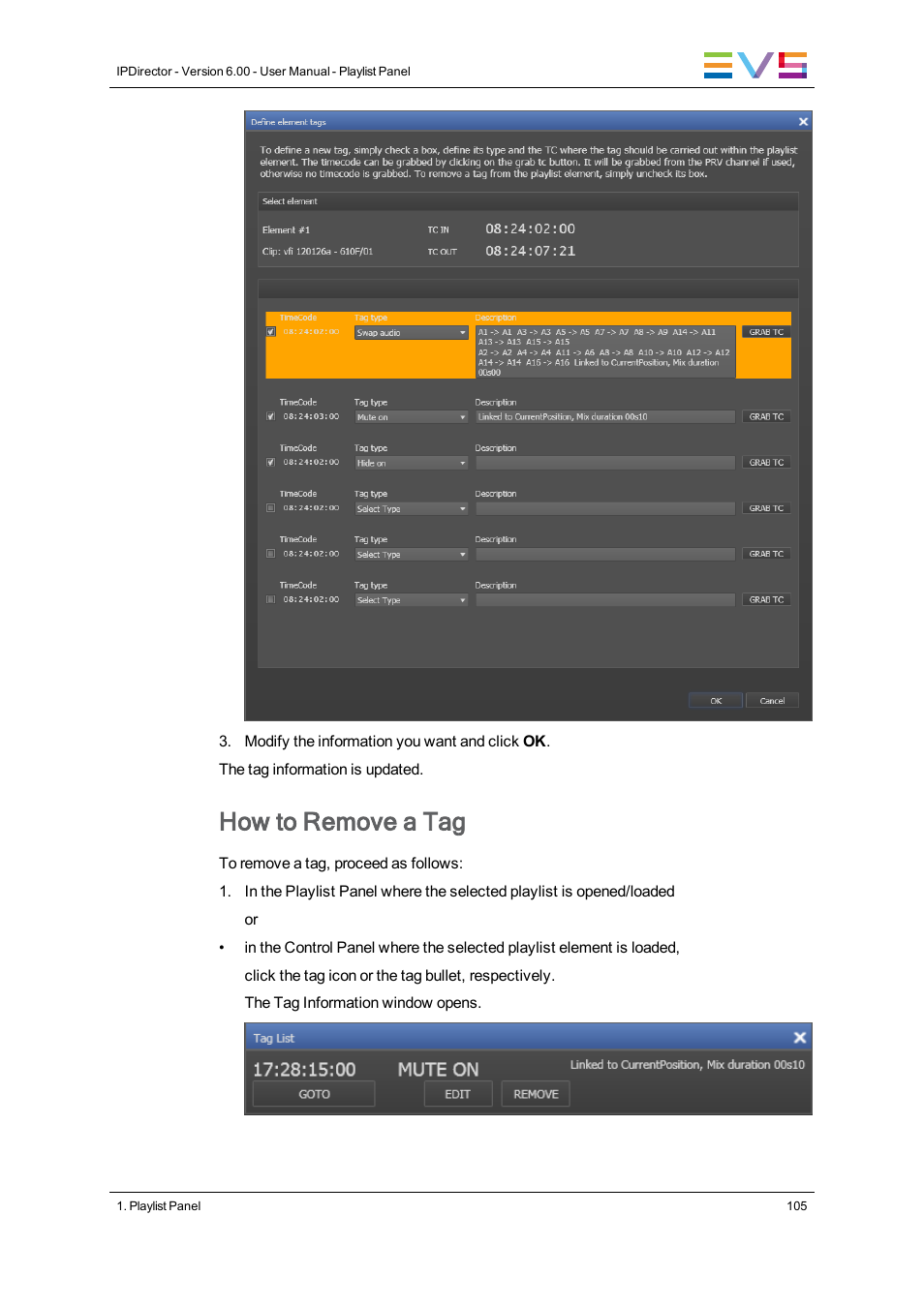 How to remove a tag | EVS IPDirector Version 6.0 - November 2012 Part 6 User's Manual User Manual | Page 115 / 182