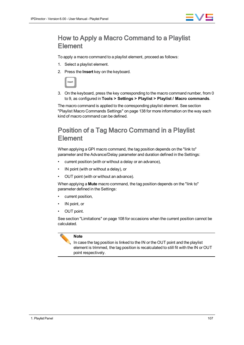 How to apply a macro command to a playlist element | EVS IPDirector Version 6.0 - November 2012 Part 6 User's Manual User Manual | Page 117 / 182