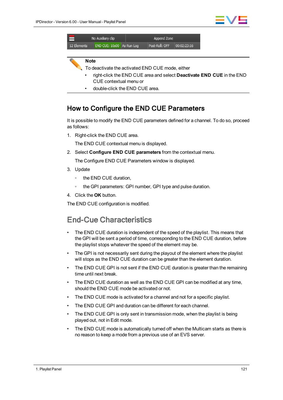 End-cue characteristics, How to configure the end cue parameters | EVS IPDirector Version 6.0 - November 2012 Part 6 User's Manual User Manual | Page 131 / 182