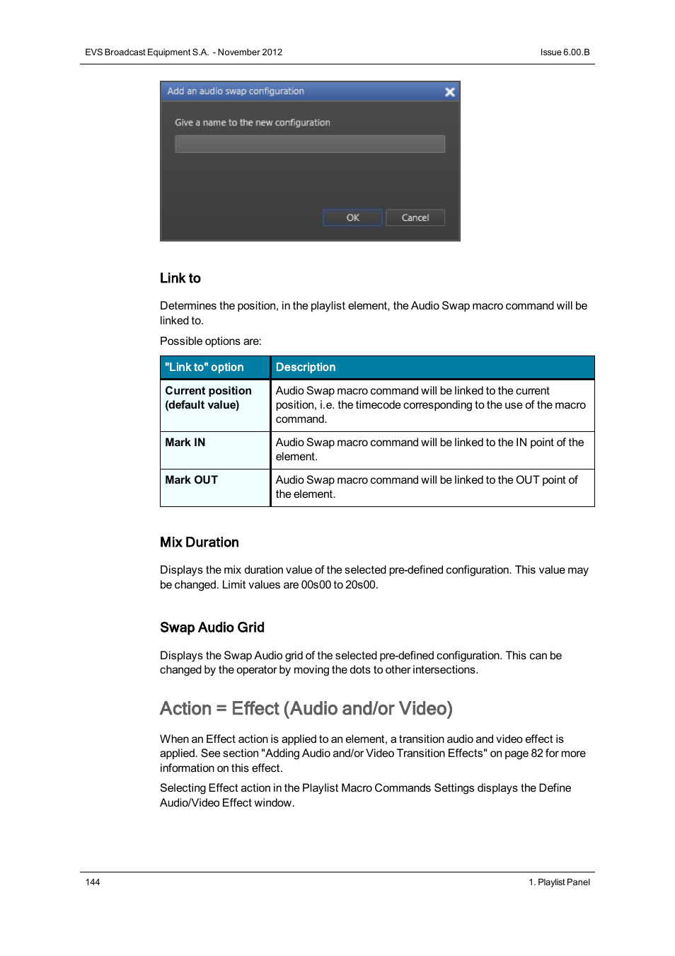 Action = effect (audio and/or video) | EVS IPDirector Version 6.0 - November 2012 Part 6 User's Manual User Manual | Page 154 / 182