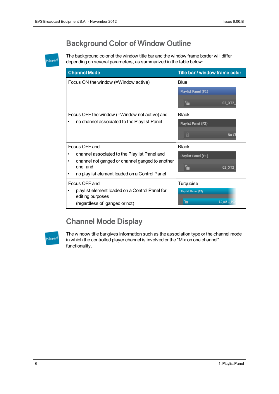 Background color of window outline, Channel mode display | EVS IPDirector Version 6.0 - November 2012 Part 6 User's Manual User Manual | Page 16 / 182