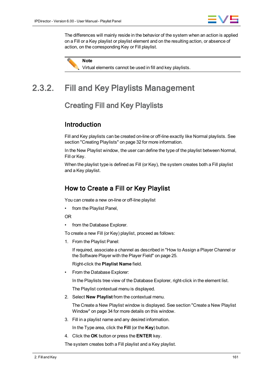 Fill and key playlists management, Creating fill and key playlists, Introduction | How to create a fill or key playlist | EVS IPDirector Version 6.0 - November 2012 Part 6 User's Manual User Manual | Page 171 / 182