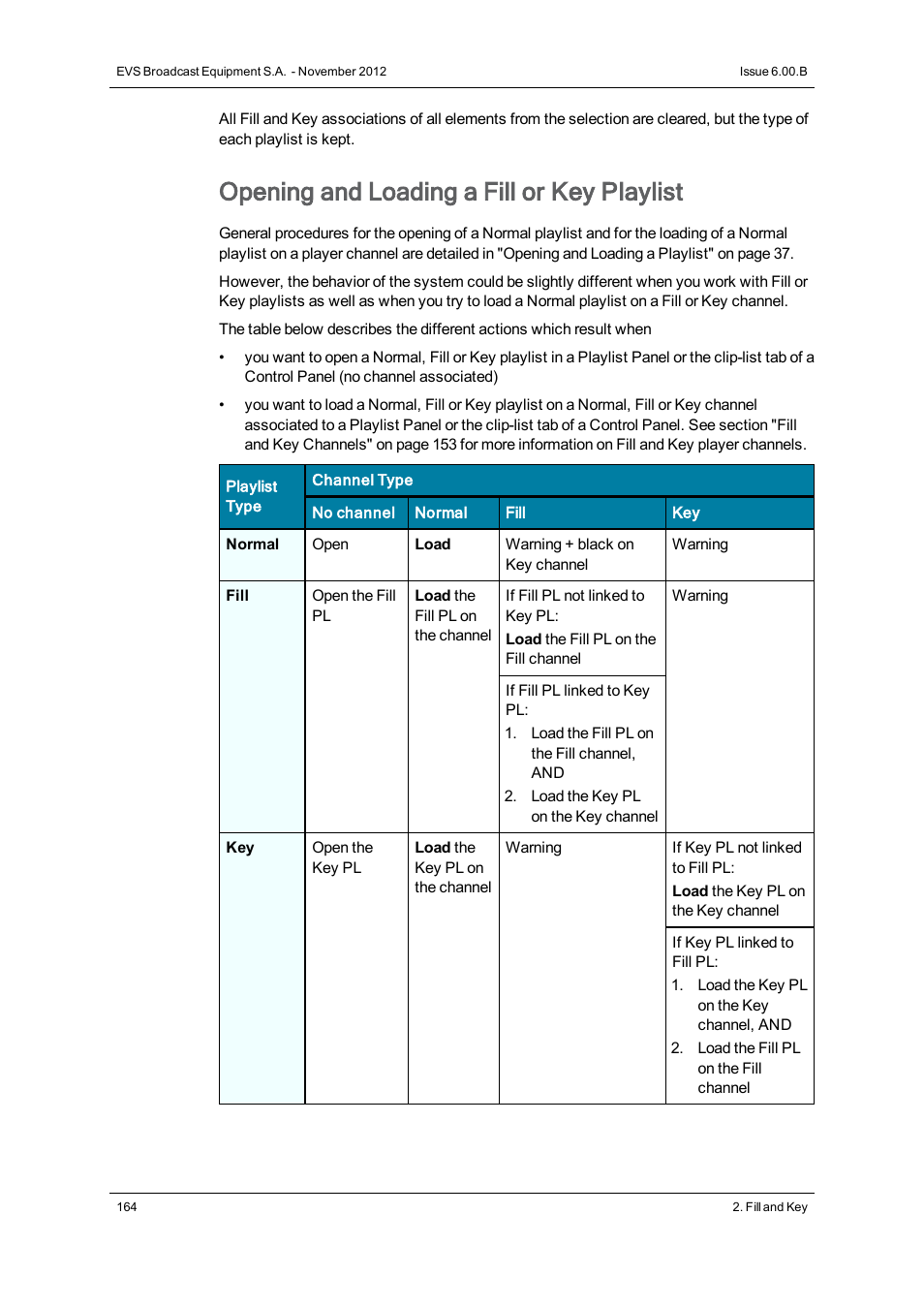 Opening and loading a fill or key playlist | EVS IPDirector Version 6.0 - November 2012 Part 6 User's Manual User Manual | Page 174 / 182