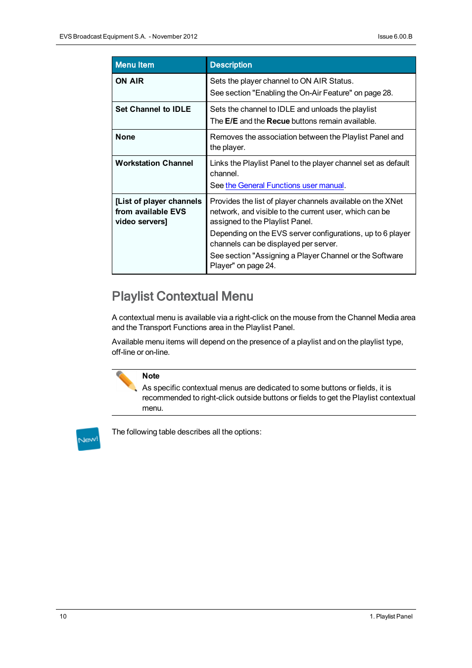 Playlist contextual menu | EVS IPDirector Version 6.0 - November 2012 Part 6 User's Manual User Manual | Page 20 / 182