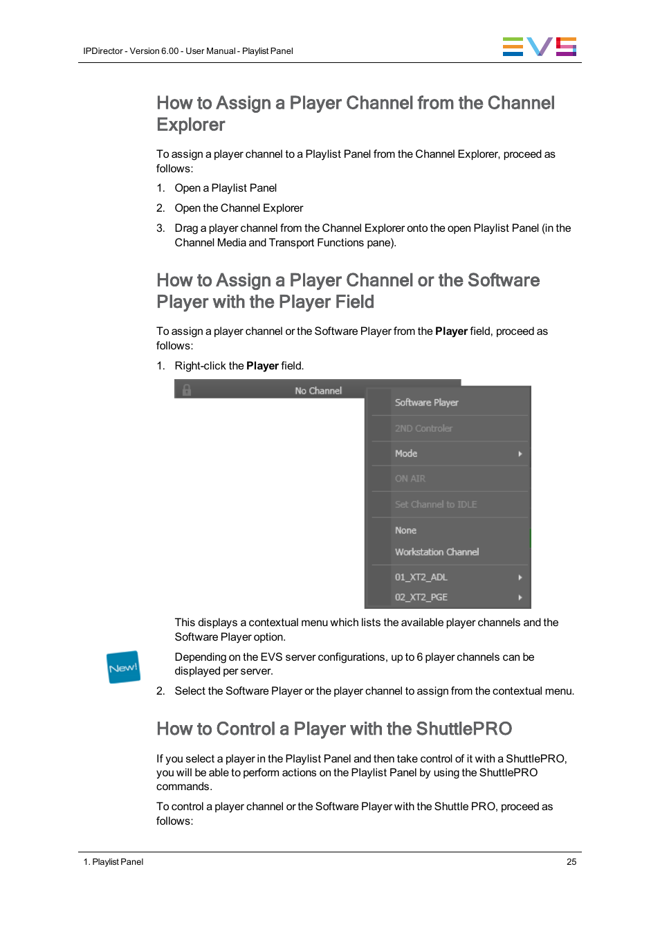 How to control a player with the shuttlepro | EVS IPDirector Version 6.0 - November 2012 Part 6 User's Manual User Manual | Page 35 / 182