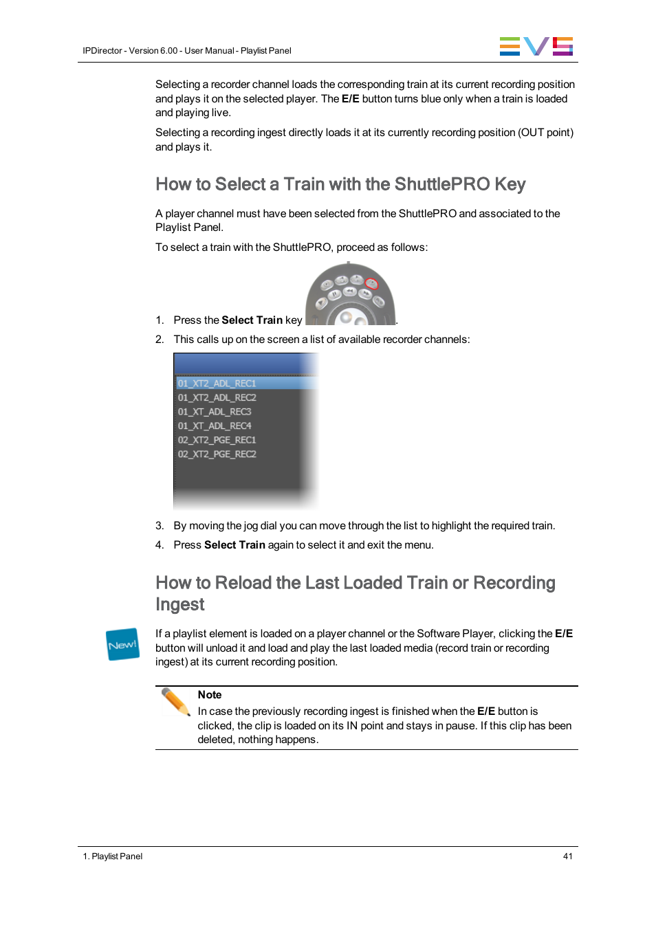 How to select a train with the shuttlepro key | EVS IPDirector Version 6.0 - November 2012 Part 6 User's Manual User Manual | Page 51 / 182