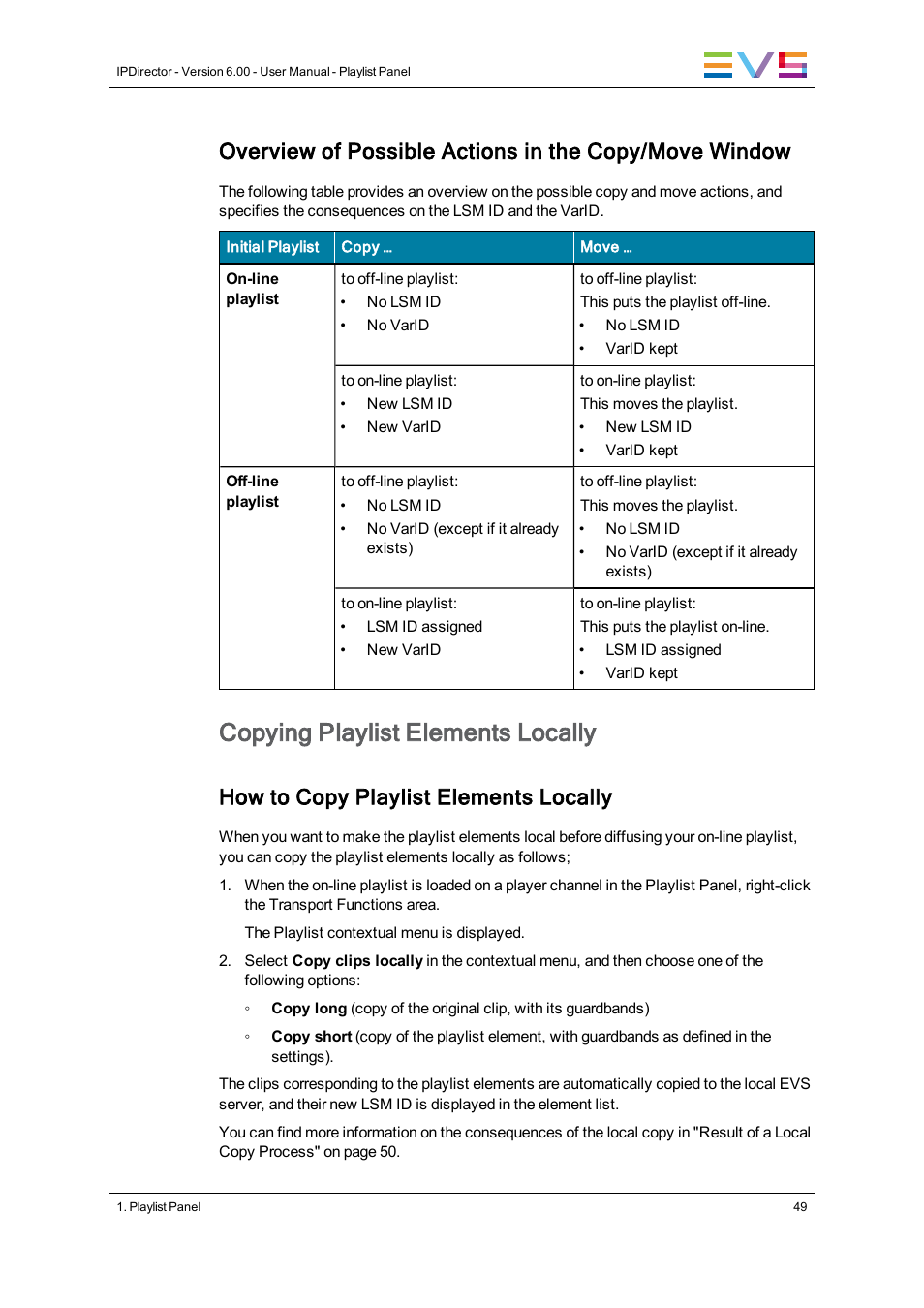 Copying playlist elements locally, How to copy playlist elements locally | EVS IPDirector Version 6.0 - November 2012 Part 6 User's Manual User Manual | Page 59 / 182