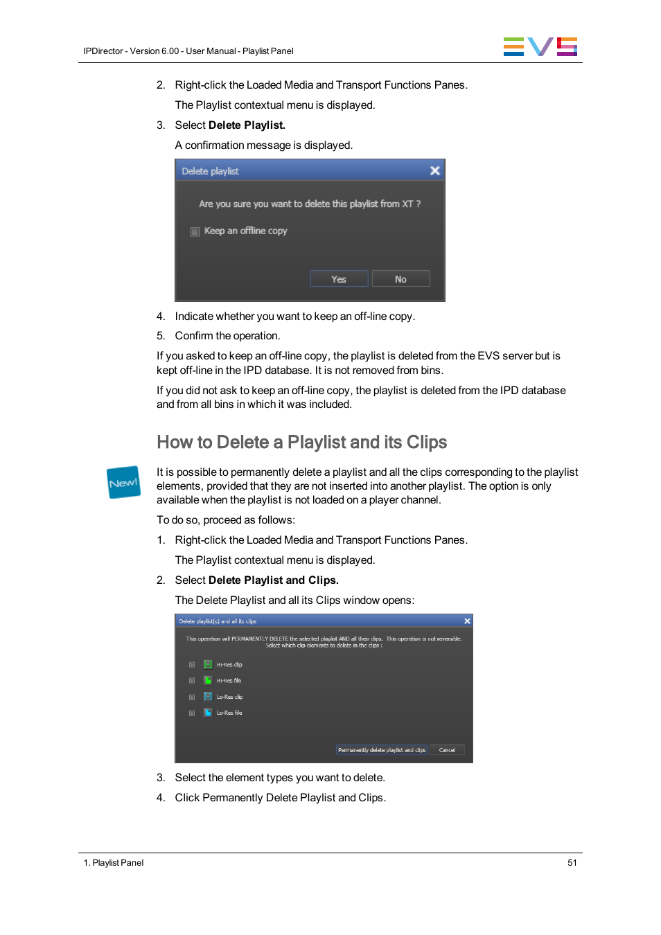 How to delete a playlist and its clips | EVS IPDirector Version 6.0 - November 2012 Part 6 User's Manual User Manual | Page 61 / 182