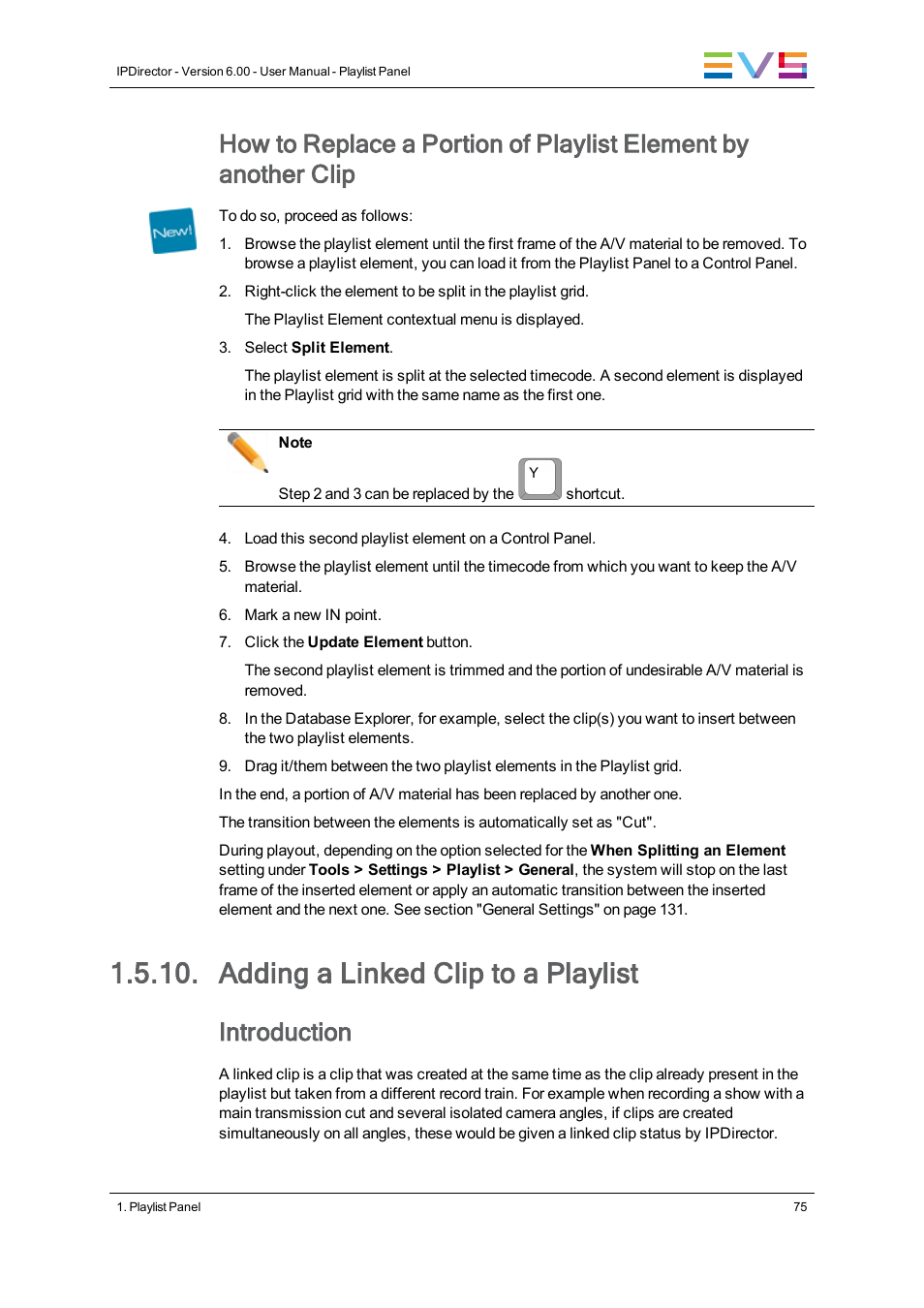 Adding a linked clip to a playlist, Introduction | EVS IPDirector Version 6.0 - November 2012 Part 6 User's Manual User Manual | Page 85 / 182