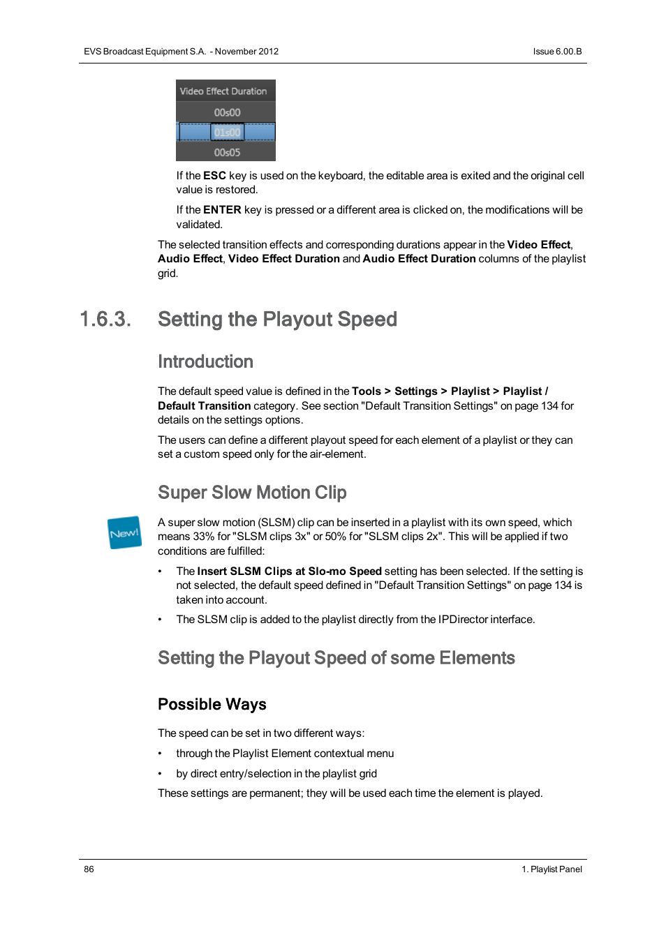 Setting the playout speed, Introduction, Super slow motion clip | Setting the playout speed of some elements, Possible ways | EVS IPDirector Version 6.0 - November 2012 Part 6 User's Manual User Manual | Page 96 / 182