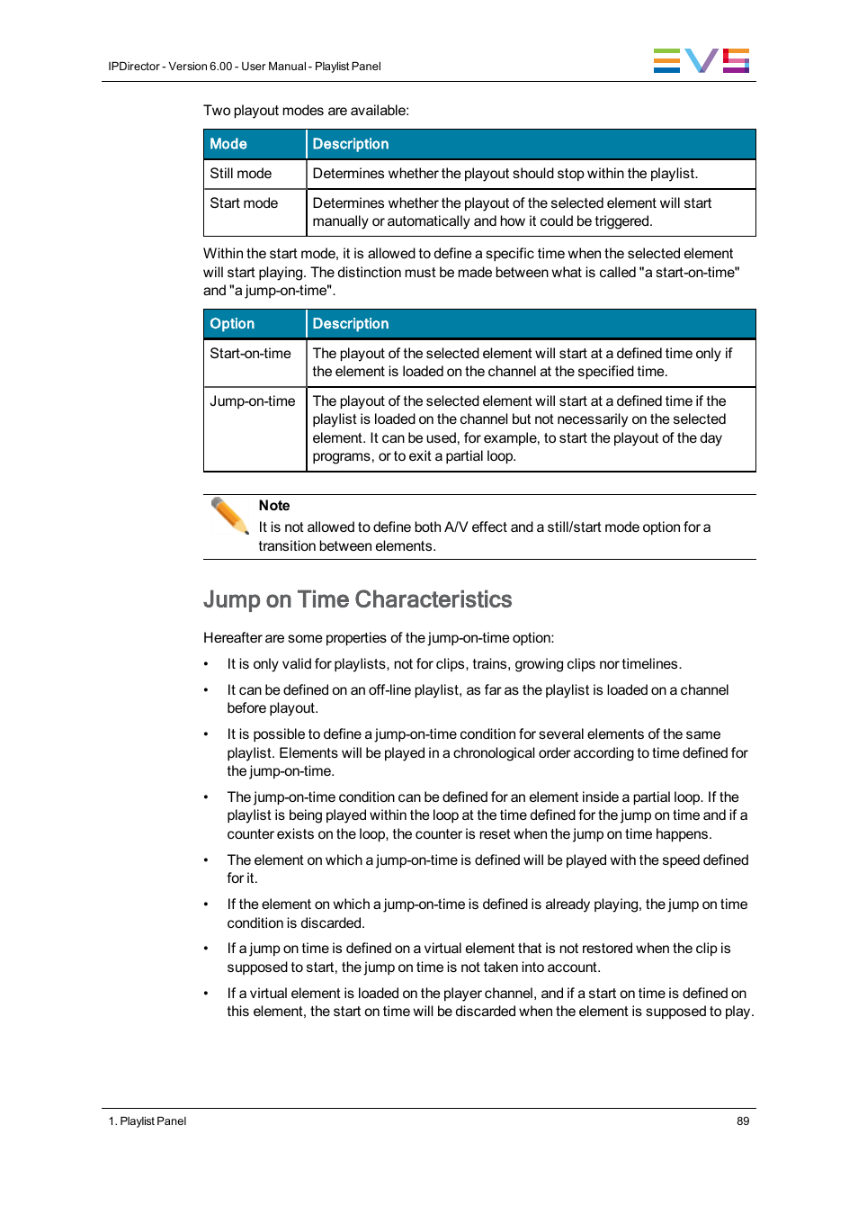 Jump on time characteristics | EVS IPDirector Version 6.0 - November 2012 Part 6 User's Manual User Manual | Page 99 / 182