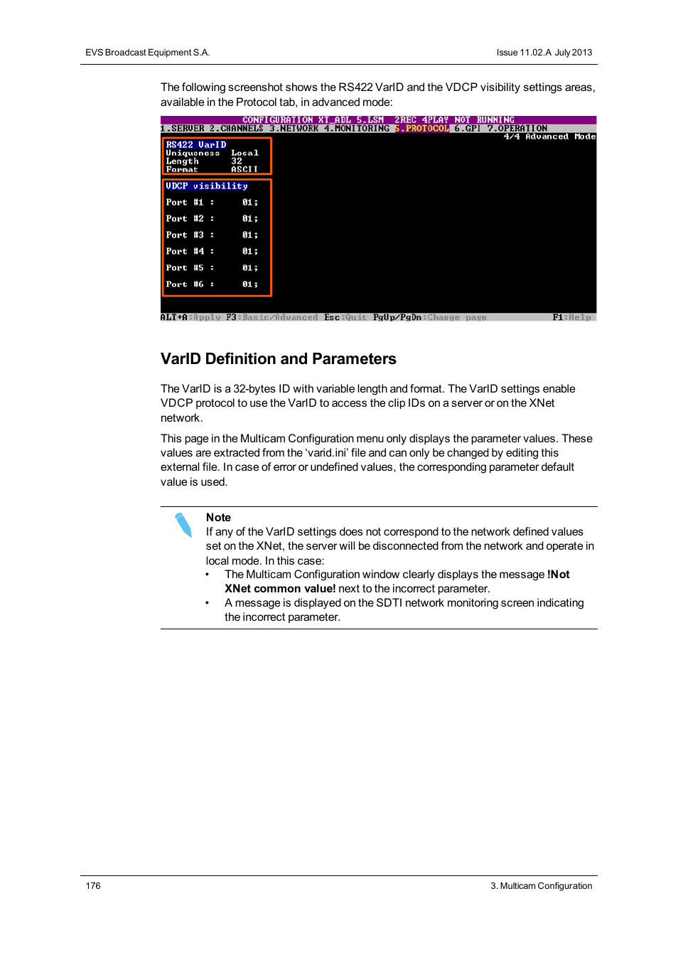 Varid definition and parameters | EVS XT3 Version 11.02 - July 2013 Configuration Manual User Manual | Page 184 / 244