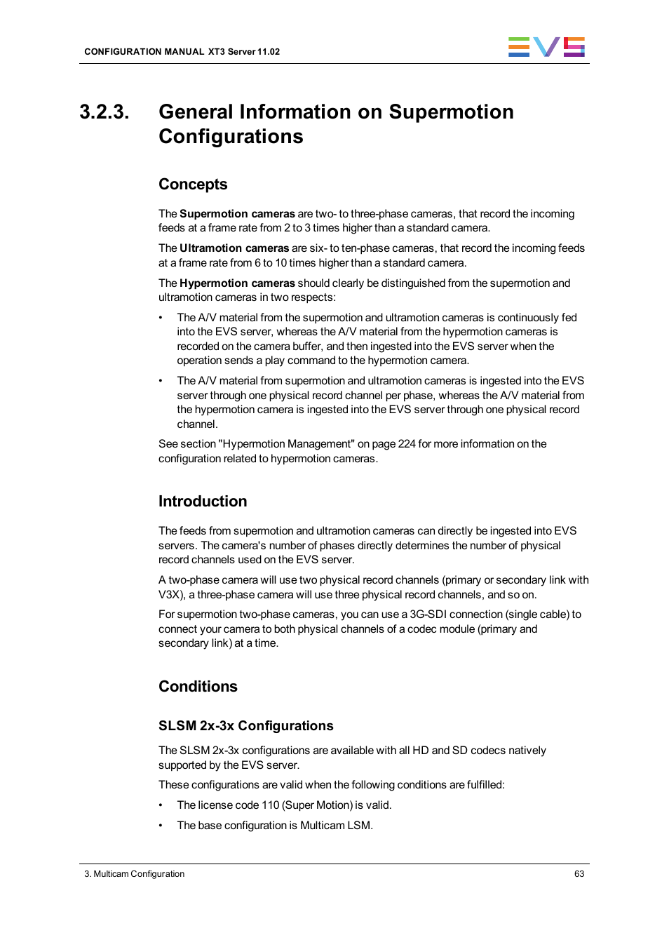 General information on supermotion configurations, Concepts, Introduction | Conditions | EVS XT3 Version 11.02 - July 2013 Configuration Manual User Manual | Page 71 / 244