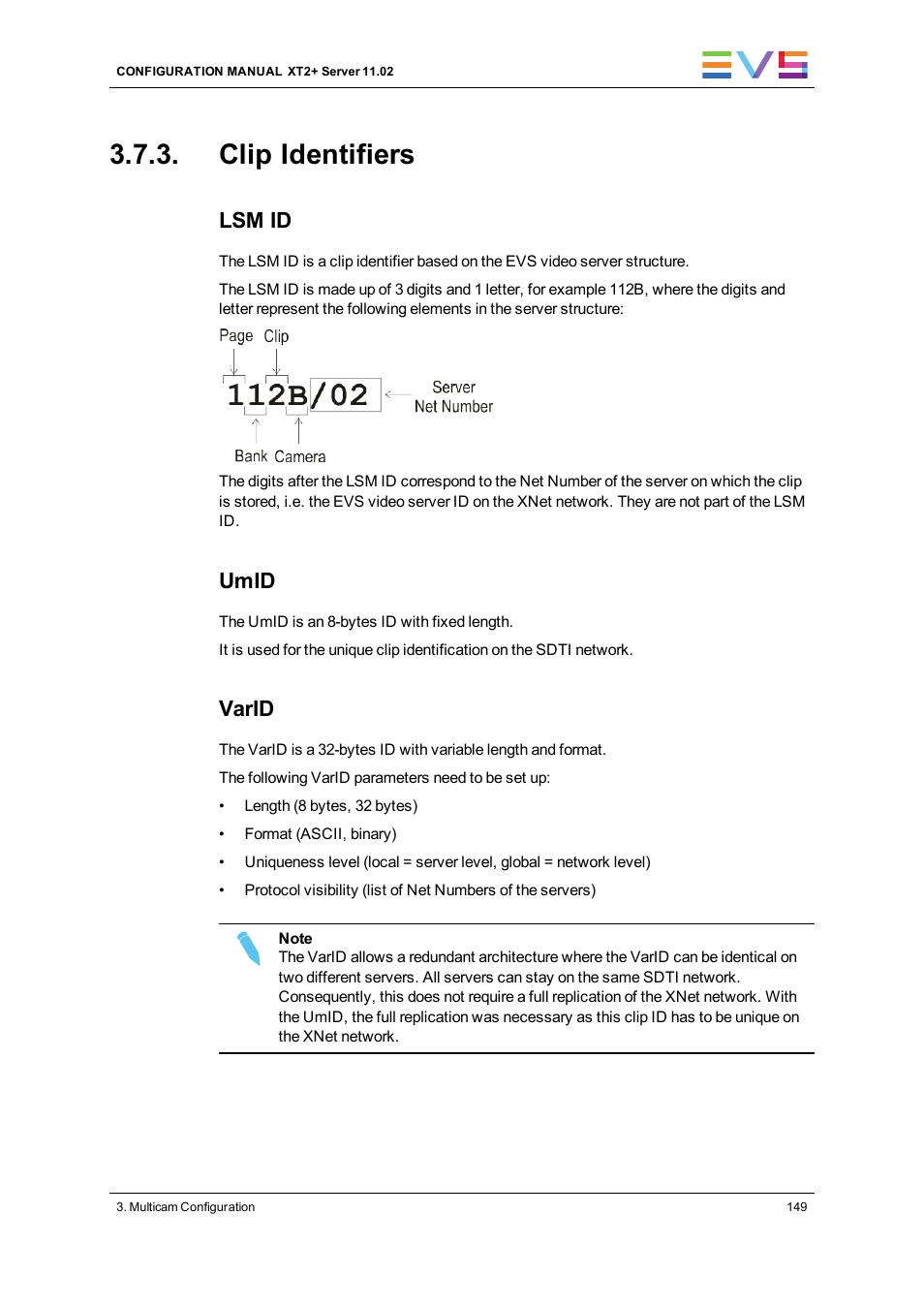 Clip identifiers, Lsm id, Umid | Varid | EVS XT2 Version 11.02 - July 2013 Configuration Manual User Manual | Page 157 / 227
