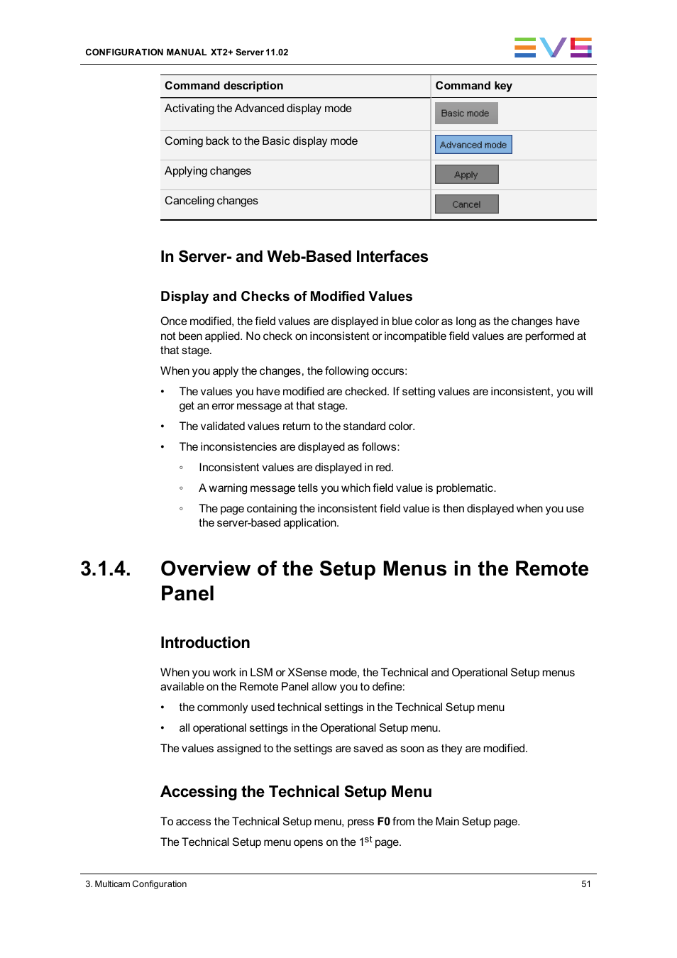 Overview of the setup menus in the remote panel, Introduction, Accessing the technical setup menu | EVS XT2 Version 11.02 - July 2013 Configuration Manual User Manual | Page 59 / 227