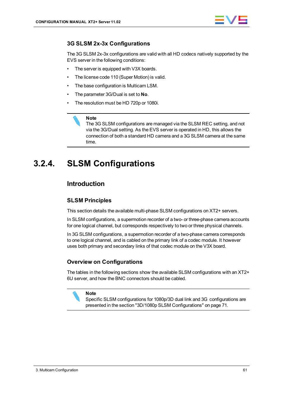 Slsm configurations, Introduction | EVS XT2 Version 11.02 - July 2013 Configuration Manual User Manual | Page 69 / 227