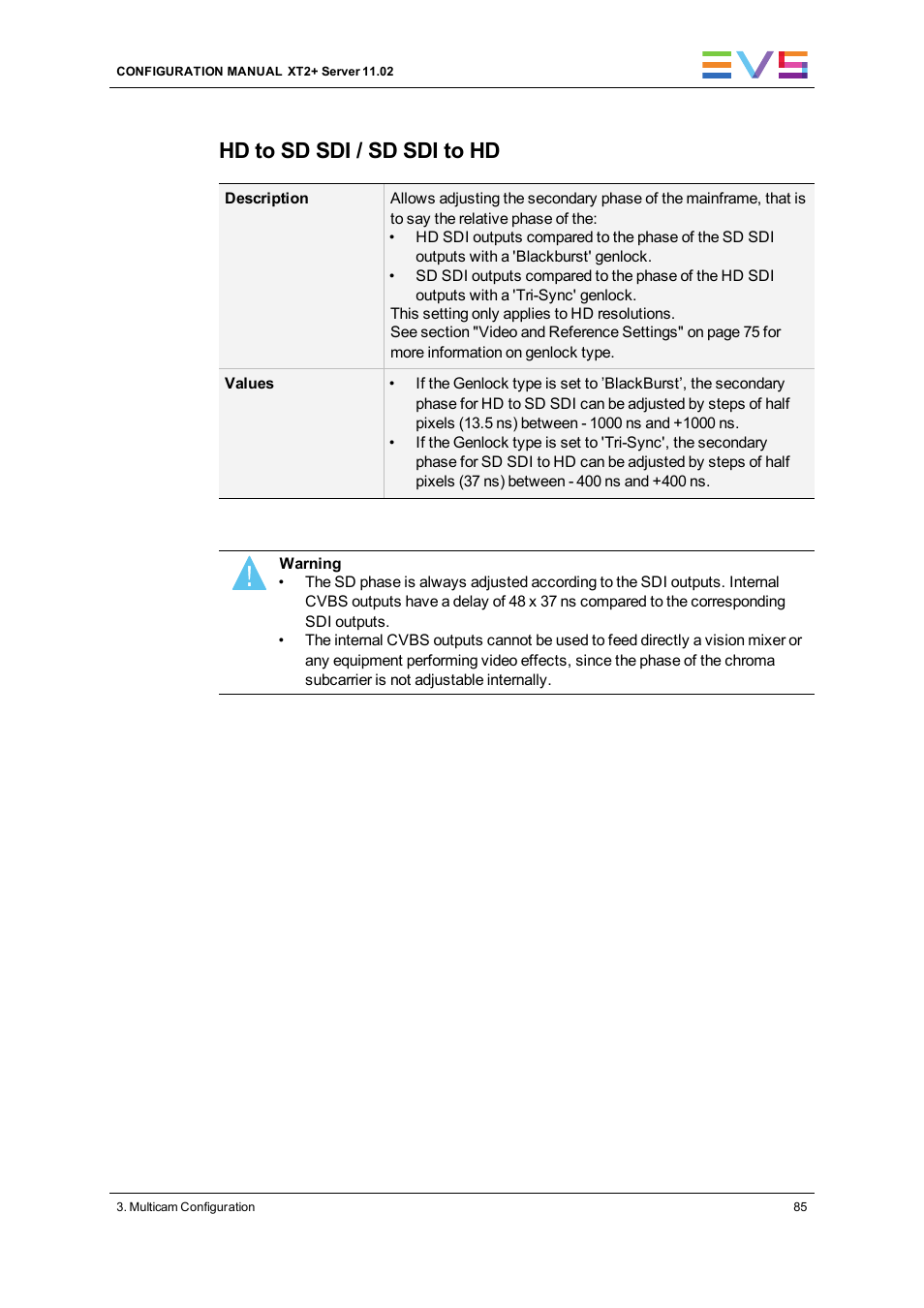 Hd to sd sdi / sd sdi to hd | EVS XT2 Version 11.02 - July 2013 Configuration Manual User Manual | Page 93 / 227