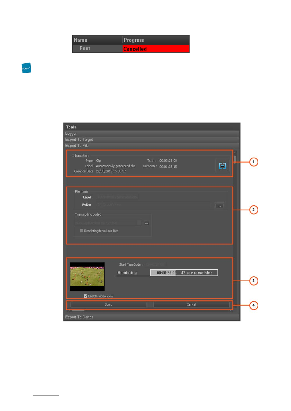 Export to file tab and export to device tab, Export to file tab | EVS Xedio Dispatcher Version 4.02 - April 2012 User Manual User Manual | Page 72 / 124