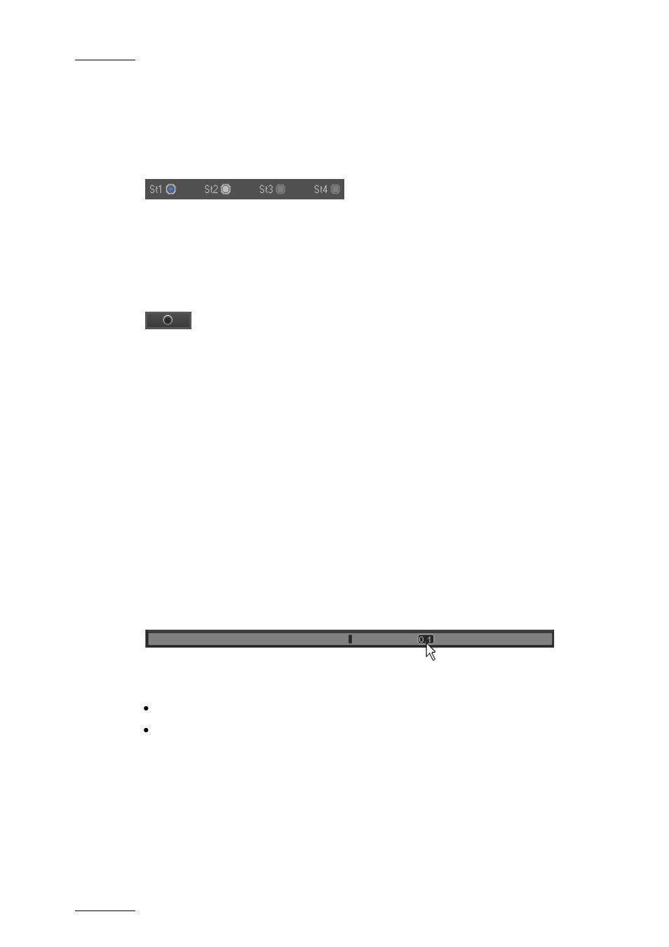 Storyboard audio track buttons, Audio track monitoring buttons, Audio guide track record button | 4 jog & media bars, Introduction, Jog & media bars, P.70), On 4.8.4 ‘jog, Media bars, Ge 70 | EVS Xedio Dispatcher Version 4.02 - April 2012 User Manual User Manual | Page 80 / 124