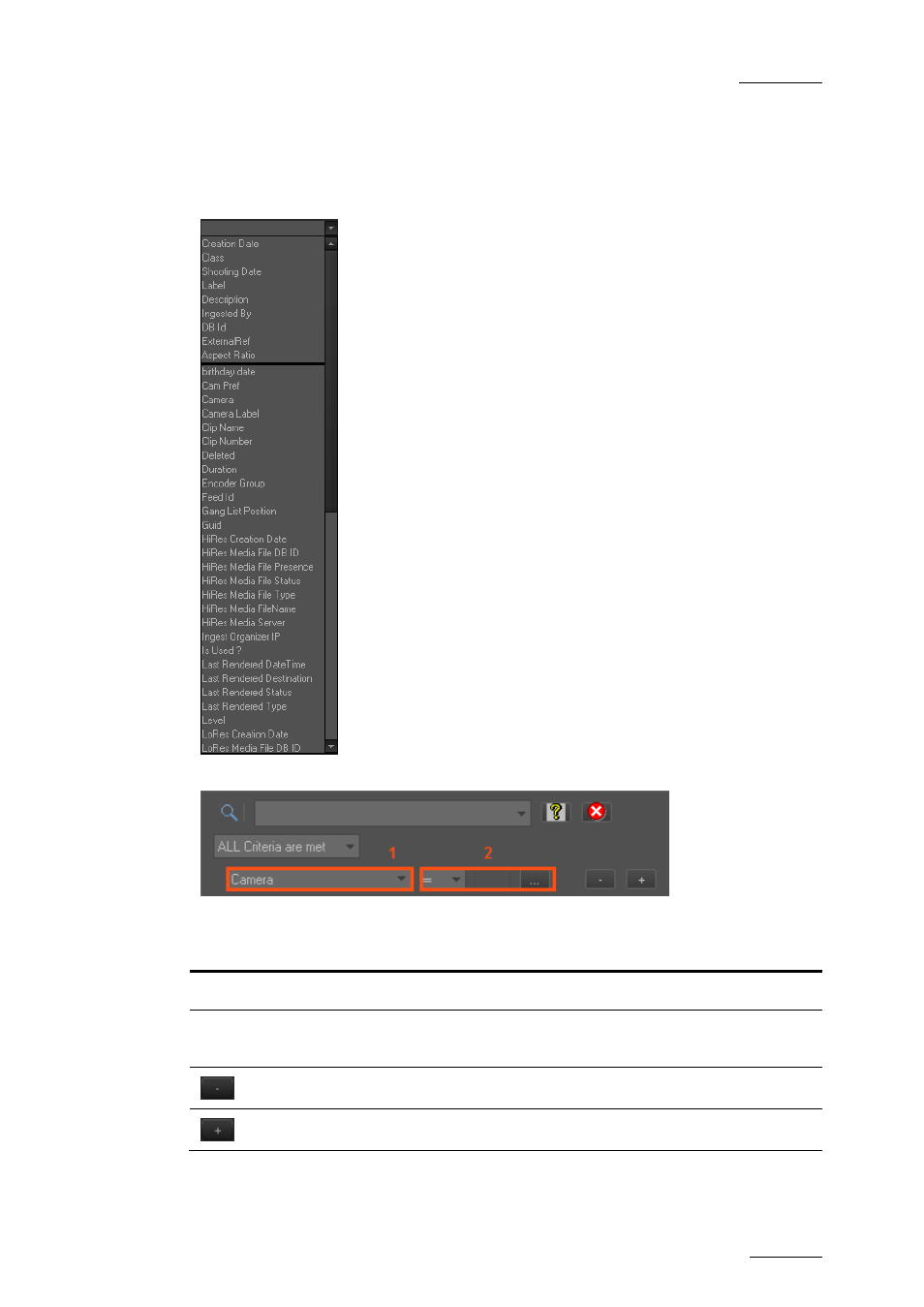 Filter fields | EVS Xedio Dispatcher Version 4.02 - April 2012 User Manual User Manual | Page 99 / 124