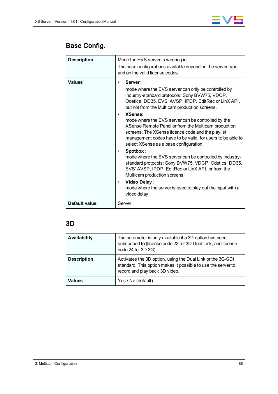 Base config | EVS XS Version 11.01 - November 2012 Configuration Manual User Manual | Page 98 / 212