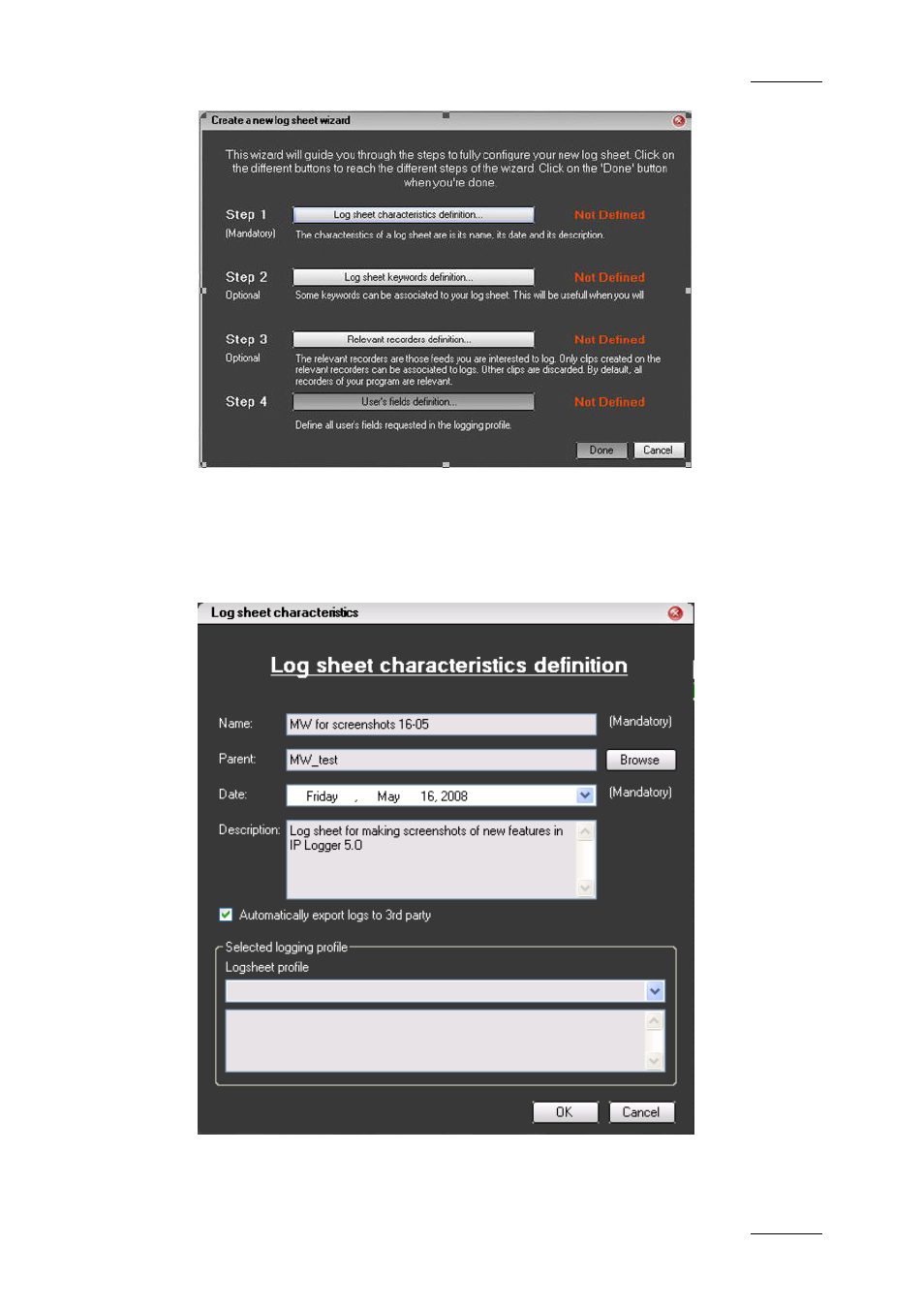 1 step 1: defining the log sheet characteristics | EVS IPDirector Version 5.6 - May 2009 Part 2 User's Manual User Manual | Page 26 / 93