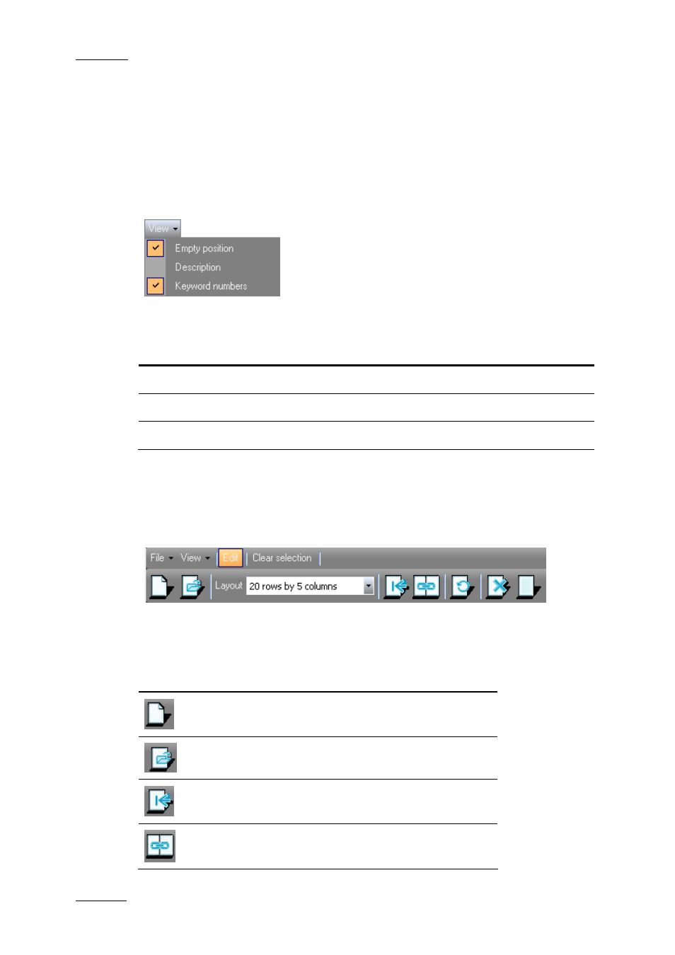 3 keyword grid view options, 4 keyword grid editing toolbar, Eyword | Ptions, Diting, Oolbar | EVS IPDirector Version 5.6 - May 2009 Part 2 User's Manual User Manual | Page 75 / 93
