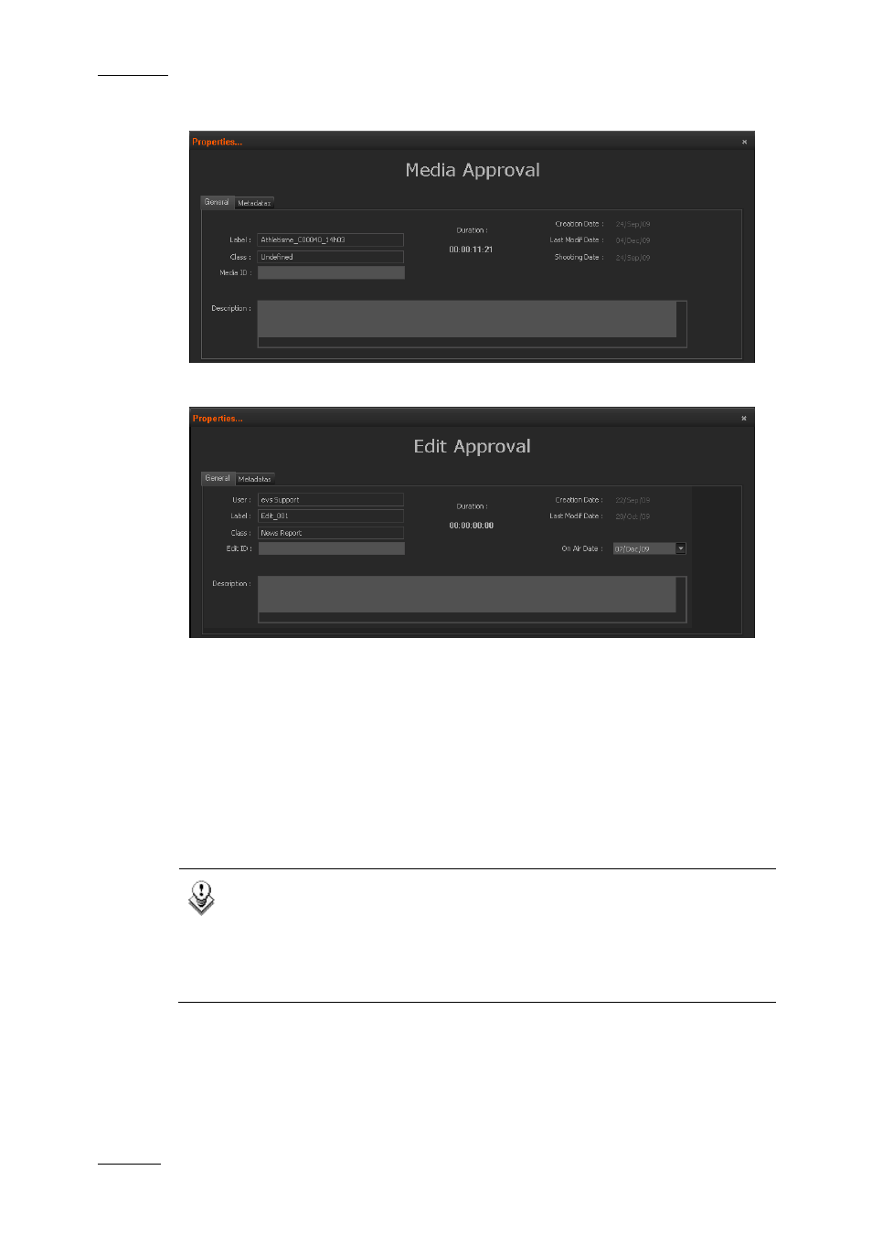 Media, Edit, 3 acceptance buttons | Acceptance buttons | EVS Xedio Approval Version 4.2 - June 2012 User Manual User Manual | Page 32 / 34