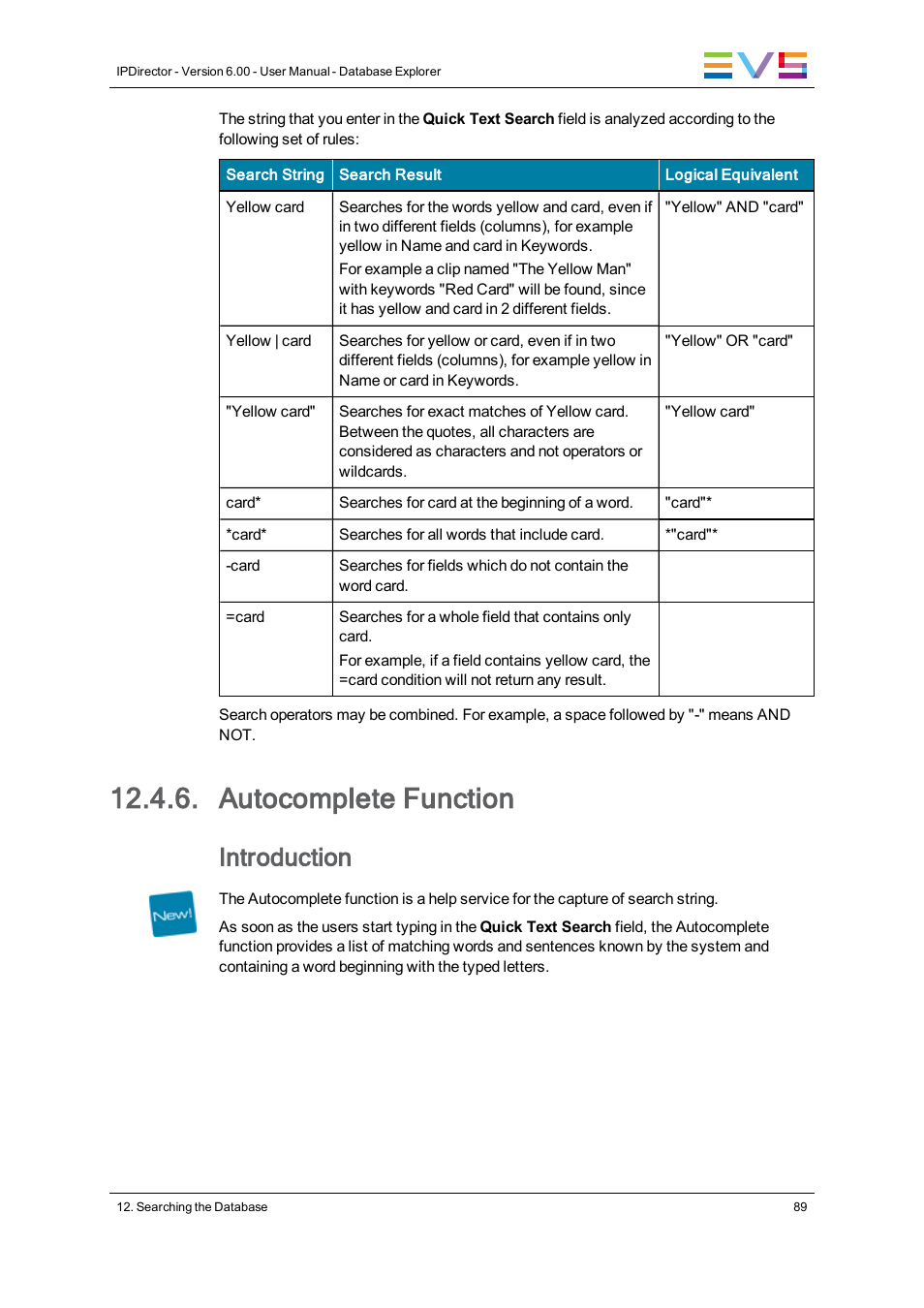 Autocomplete function, Introduction | EVS IPDirector Version 6.0 - November 2012 Part 3 User's Manual User Manual | Page 101 / 128