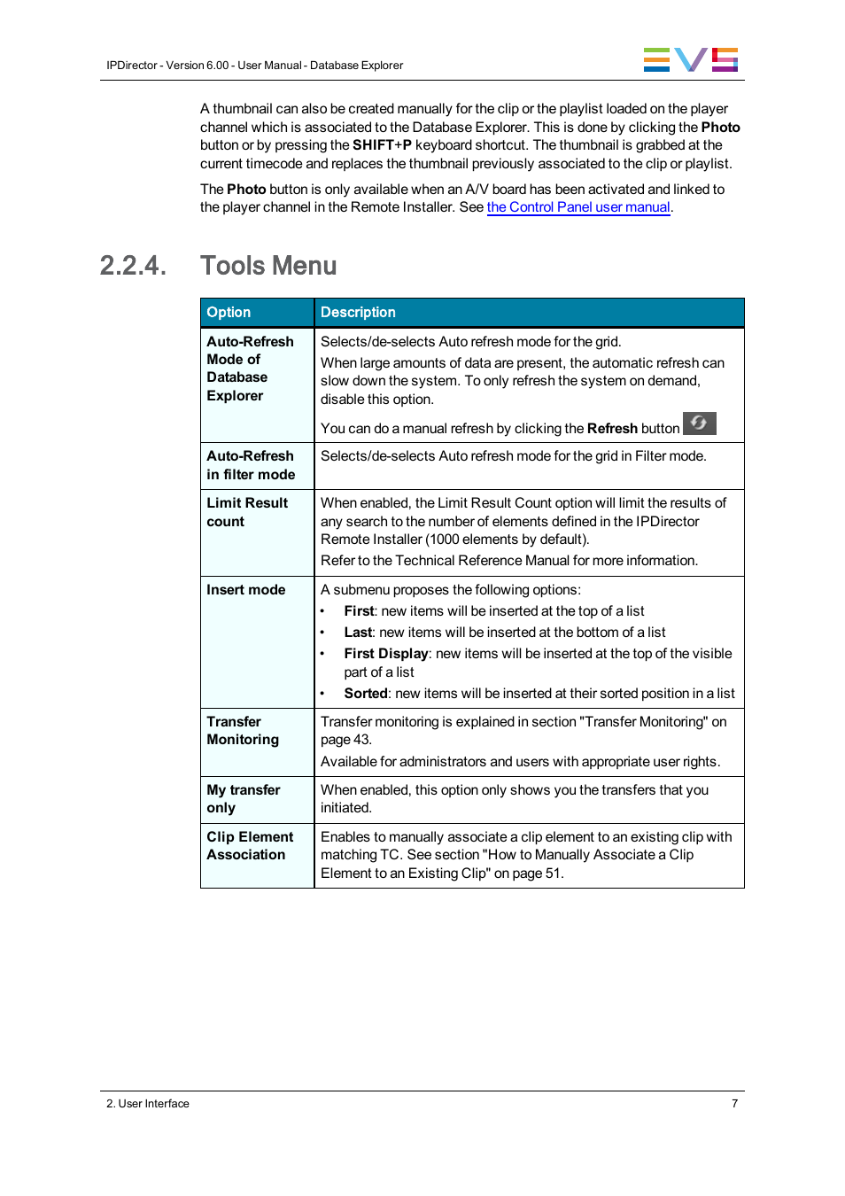 Tools menu | EVS IPDirector Version 6.0 - November 2012 Part 3 User's Manual User Manual | Page 19 / 128