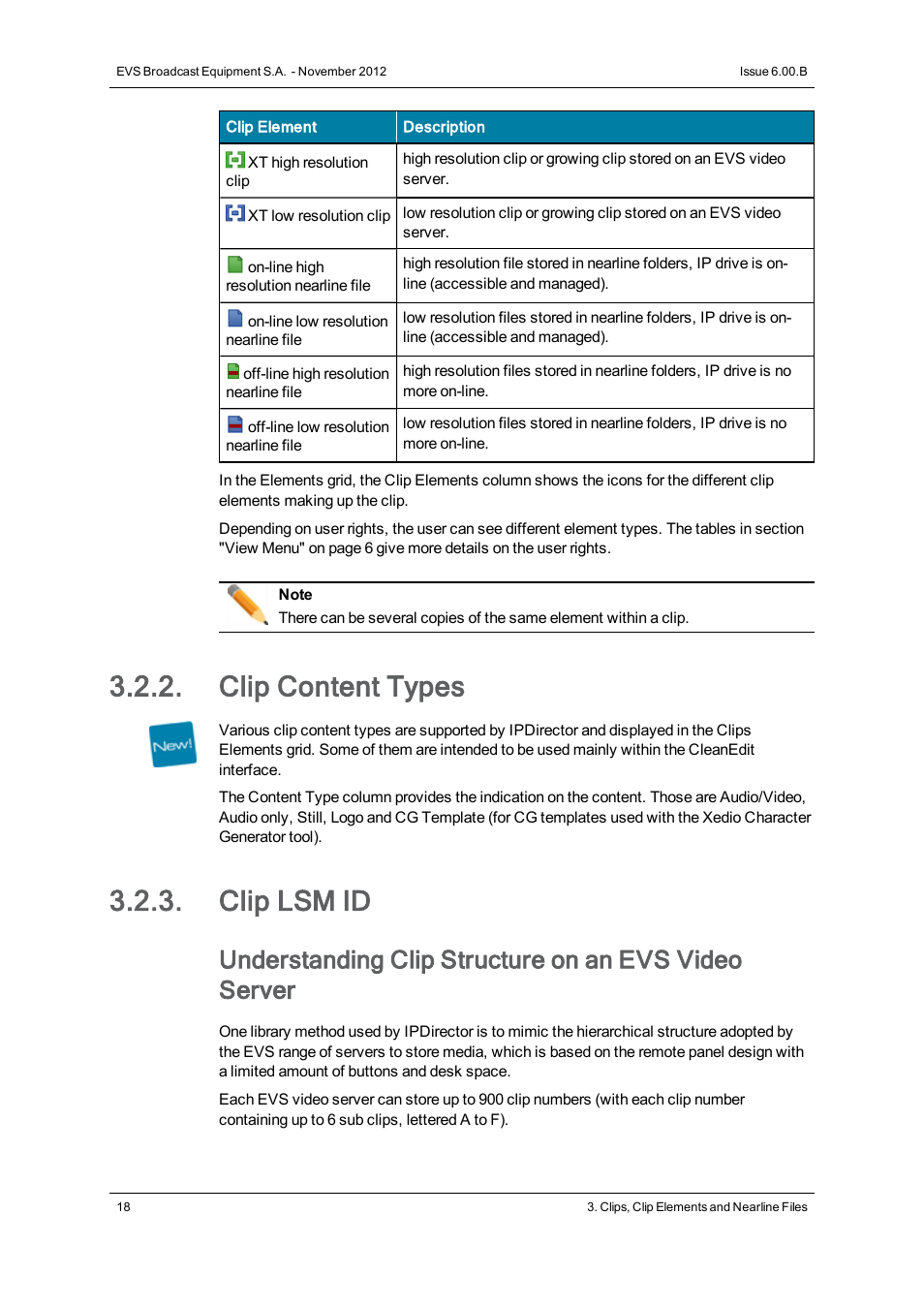 Clip content types, Clip lsm id | EVS IPDirector Version 6.0 - November 2012 Part 3 User's Manual User Manual | Page 30 / 128