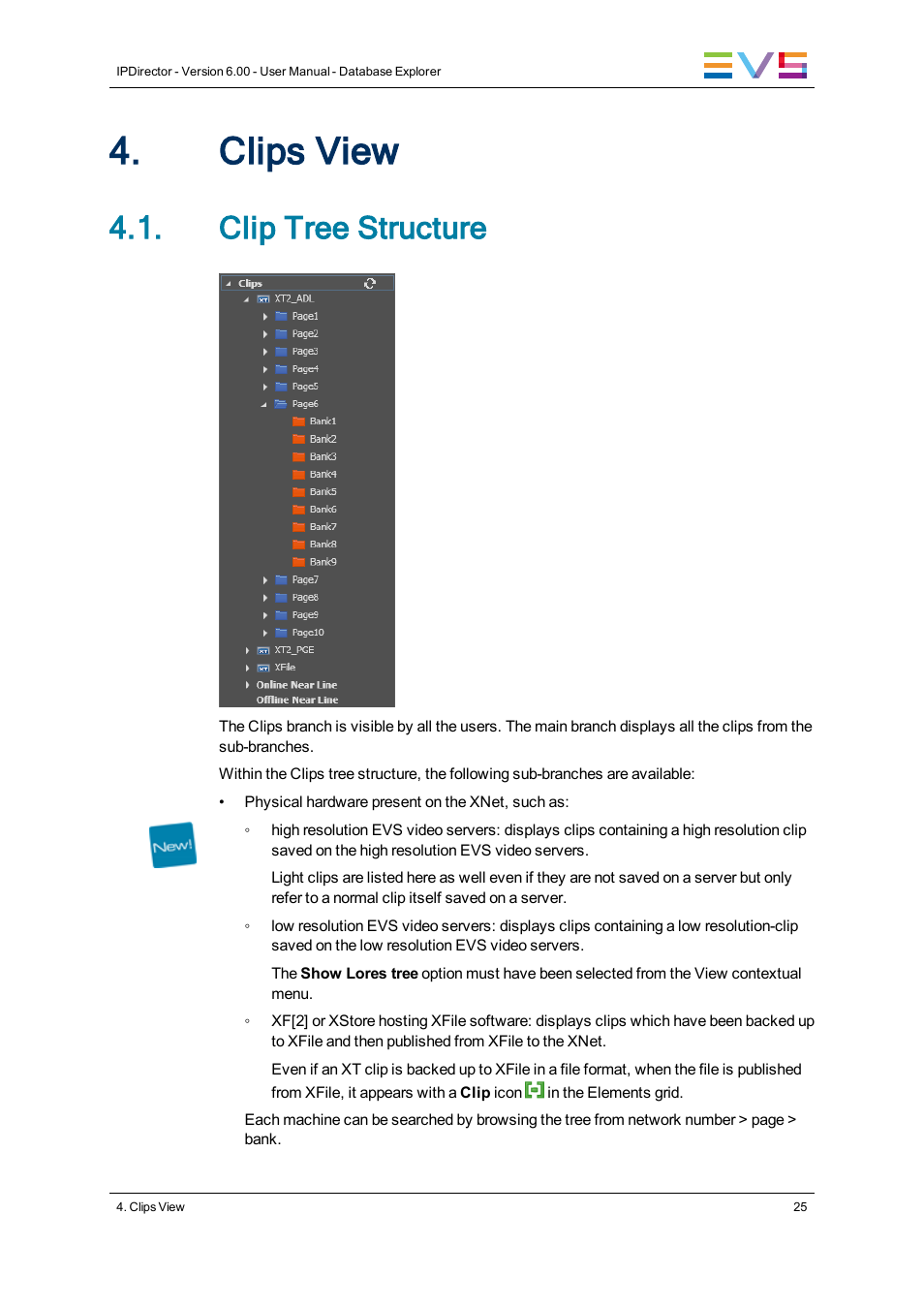 Clips view, Clip tree structure | EVS IPDirector Version 6.0 - November 2012 Part 3 User's Manual User Manual | Page 37 / 128