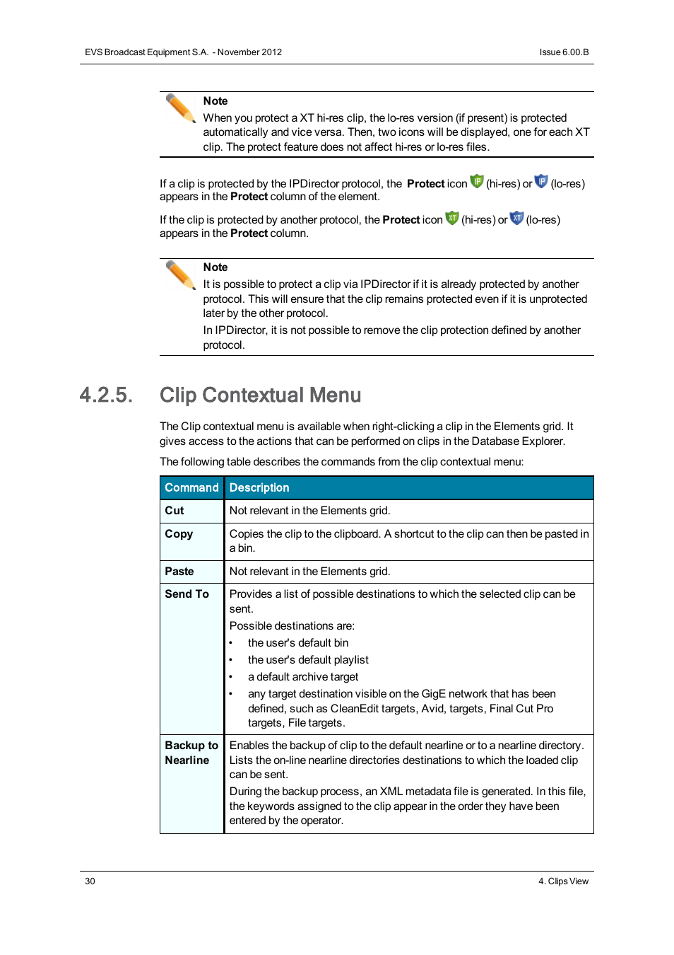 Clip contextual menu | EVS IPDirector Version 6.0 - November 2012 Part 3 User's Manual User Manual | Page 42 / 128