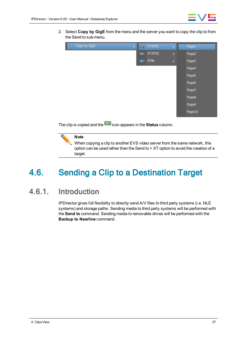 Sending a clip to a destination target, Introduction | EVS IPDirector Version 6.0 - November 2012 Part 3 User's Manual User Manual | Page 49 / 128