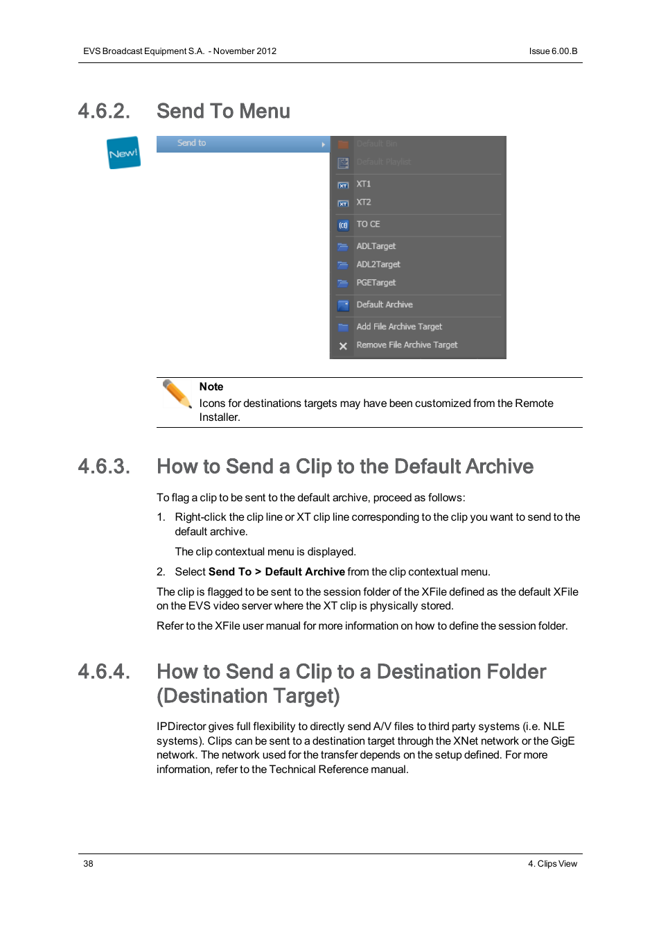 Send to menu, How to send a clip to the default archive | EVS IPDirector Version 6.0 - November 2012 Part 3 User's Manual User Manual | Page 50 / 128