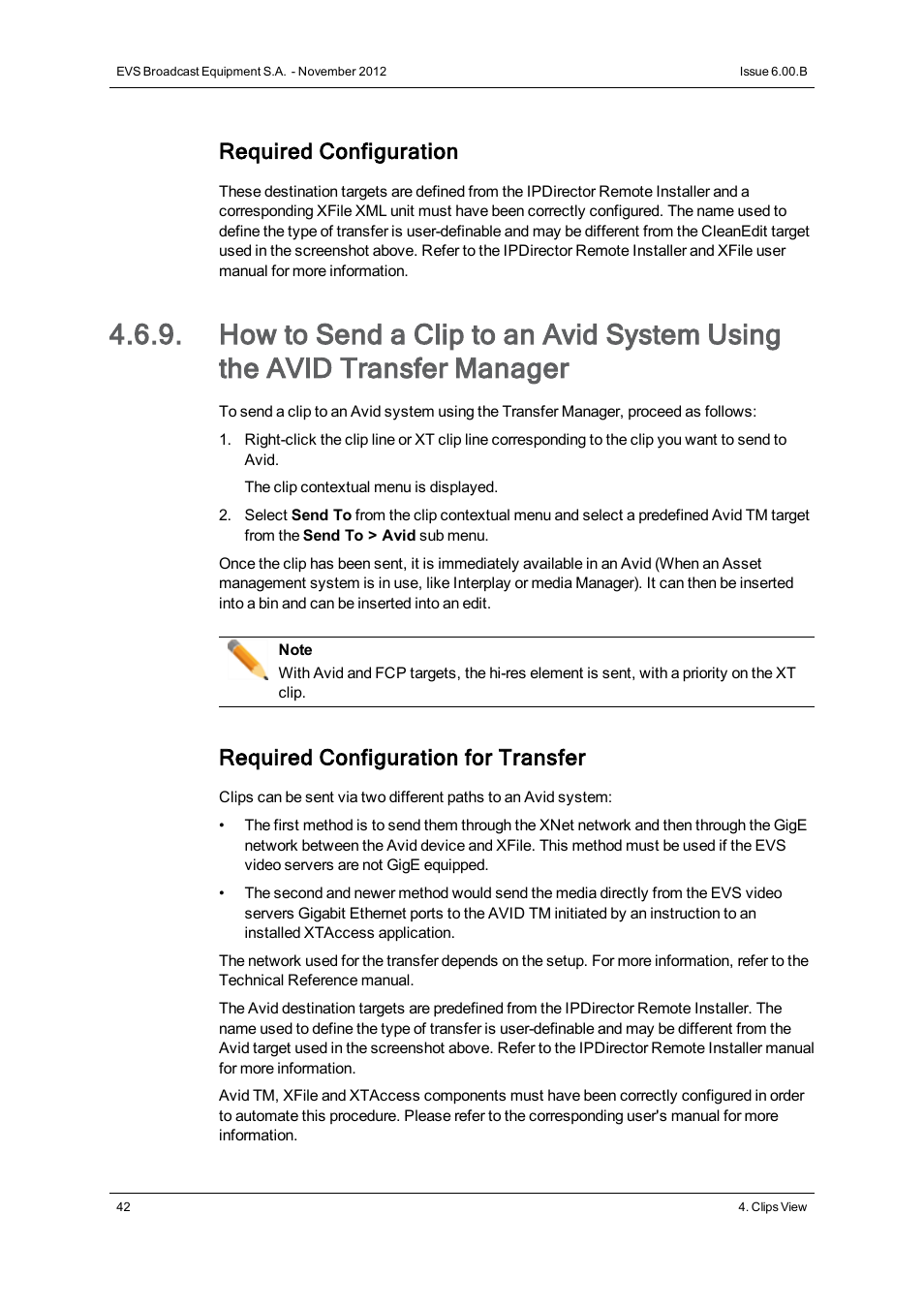 Required configuration, Required configuration for transfer | EVS IPDirector Version 6.0 - November 2012 Part 3 User's Manual User Manual | Page 54 / 128