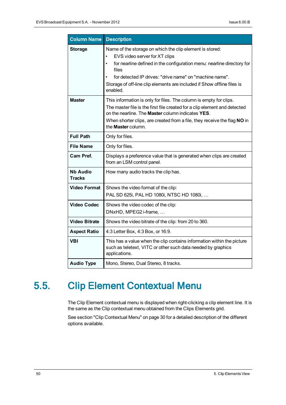 Clip element contextual menu | EVS IPDirector Version 6.0 - November 2012 Part 3 User's Manual User Manual | Page 62 / 128